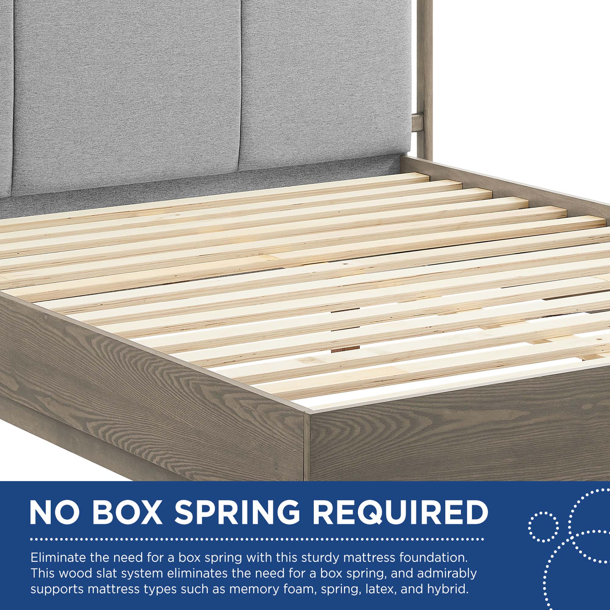 Zenneth Queen Platform Bedroom Set – Oak Wood 3-Piece with Upholstered Headboard