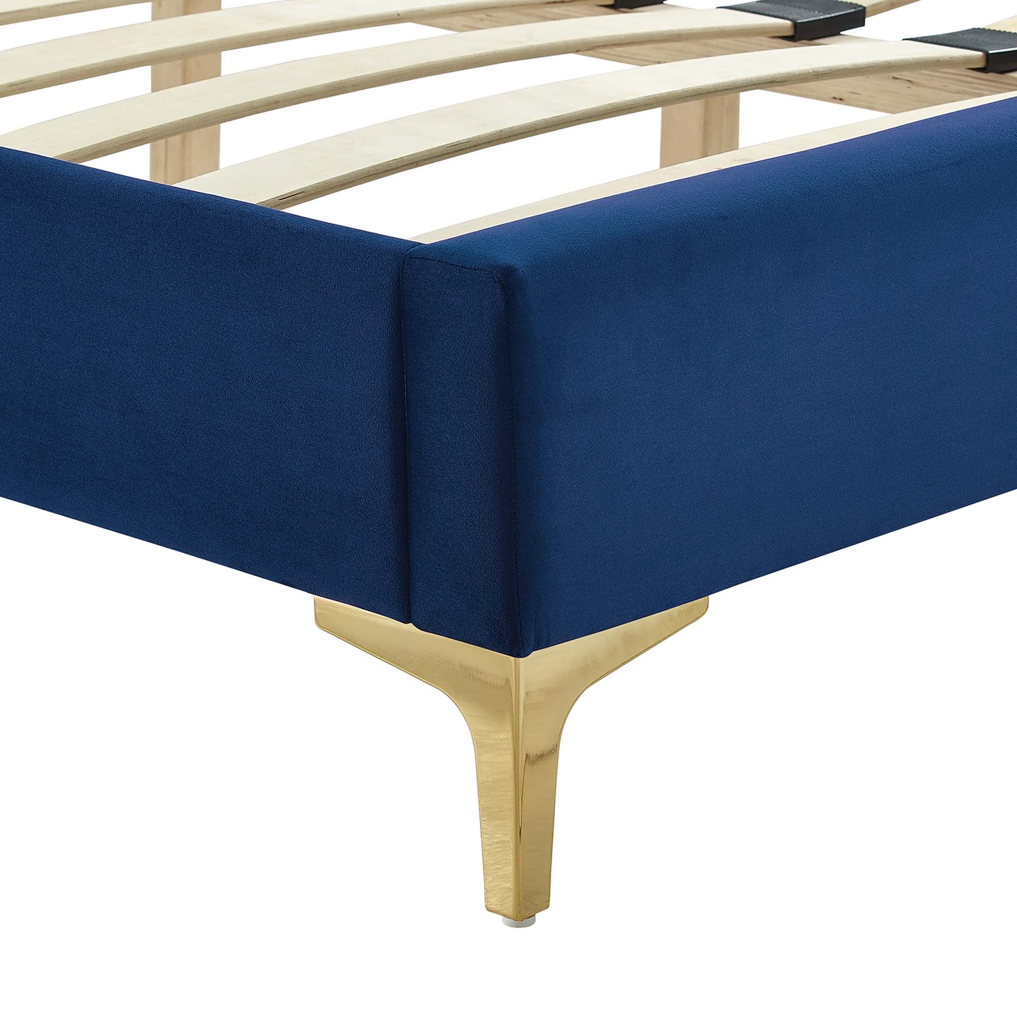 Yasmine Navy Channel Tufted Performance Velvet Full Platform Bed