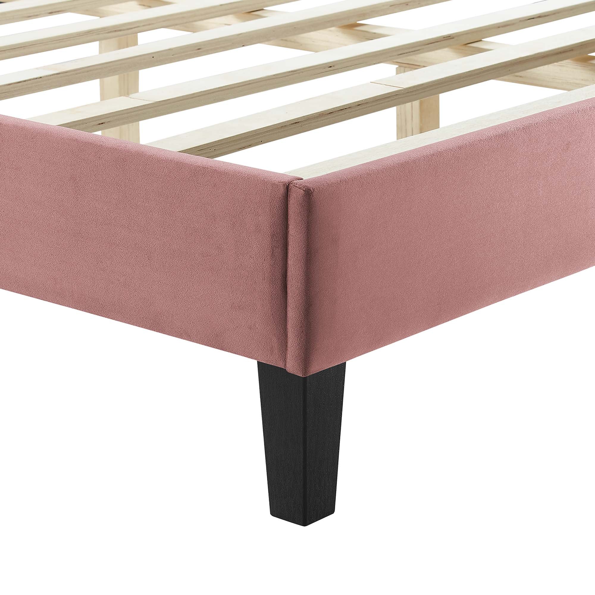 Zahra Dusty Rose Channel Tufted Performance Velvet Full Platform Bed