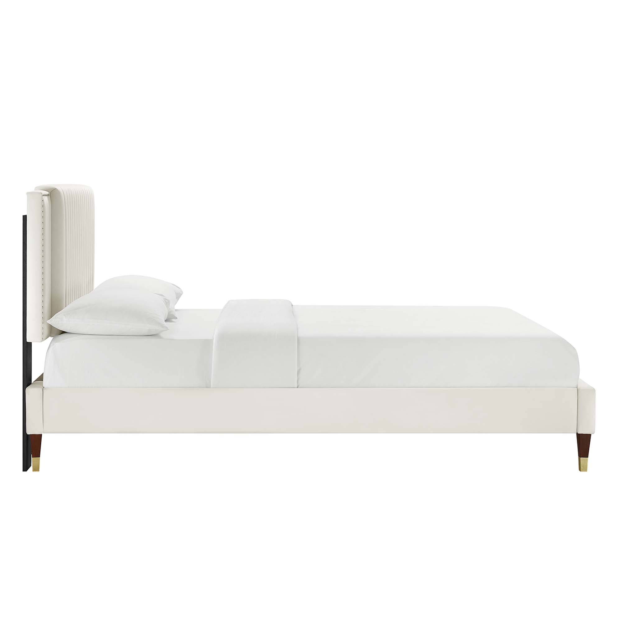 Zahra White Channel Tufted Performance Velvet King Platform Bed