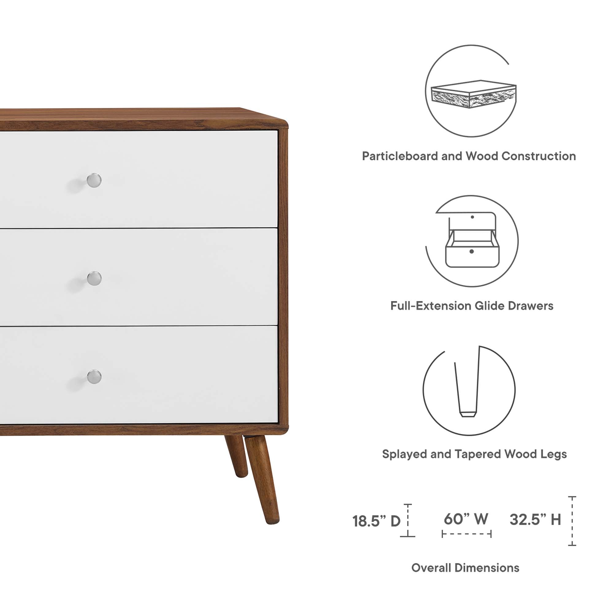 Transmit 60" Dresser, Walnut White