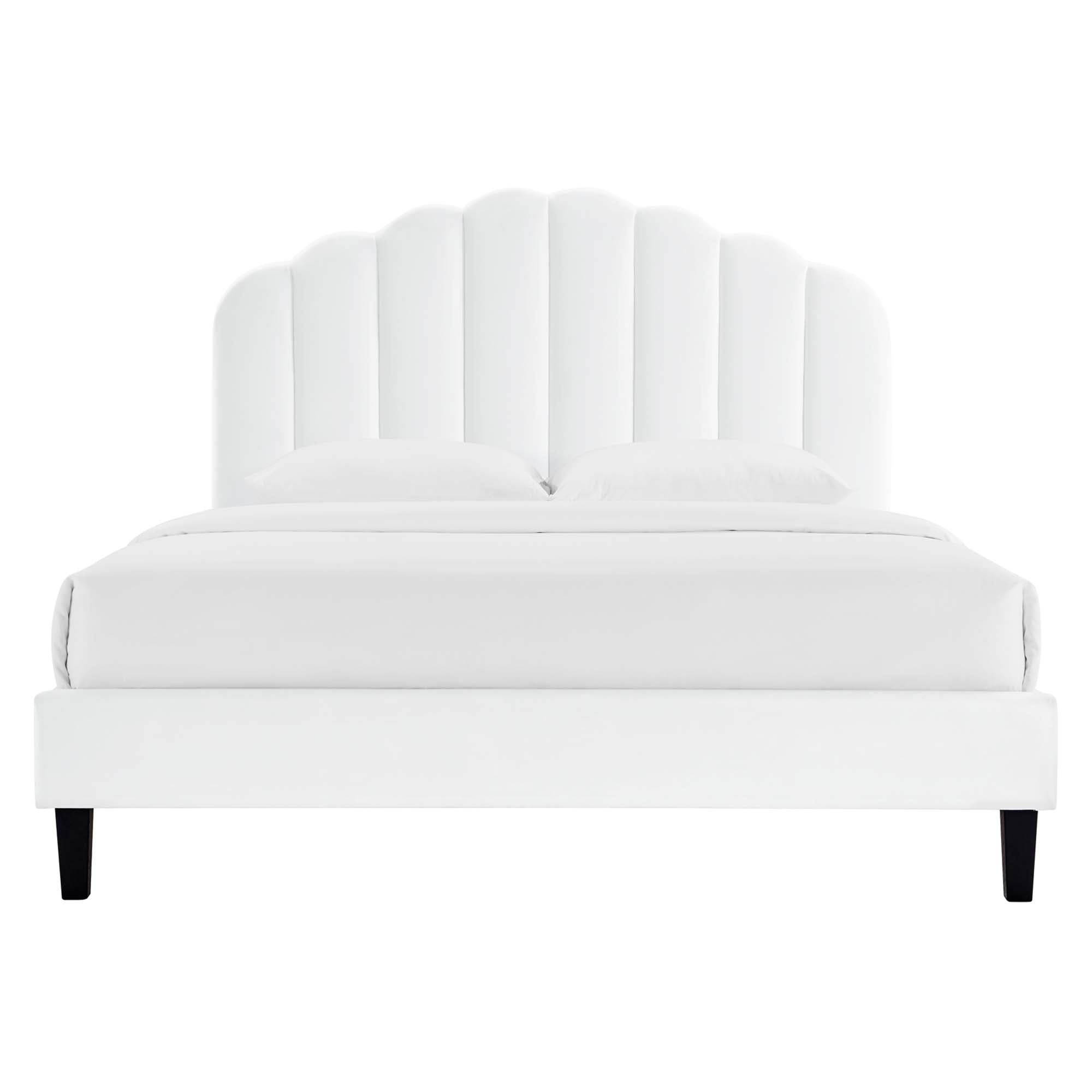 Daisy Performance Velvet Full Platform Bed, White