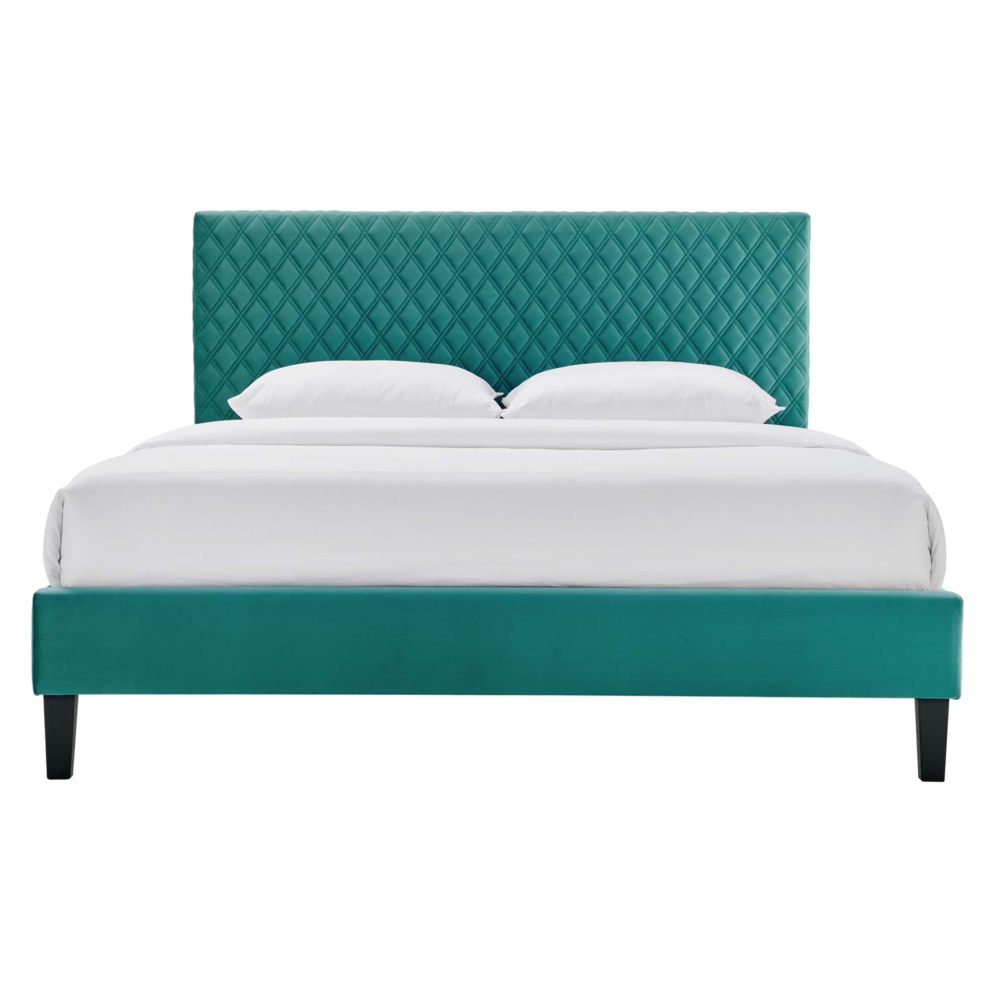 Garcelle Teal Performance Velvet Full Platform Bed