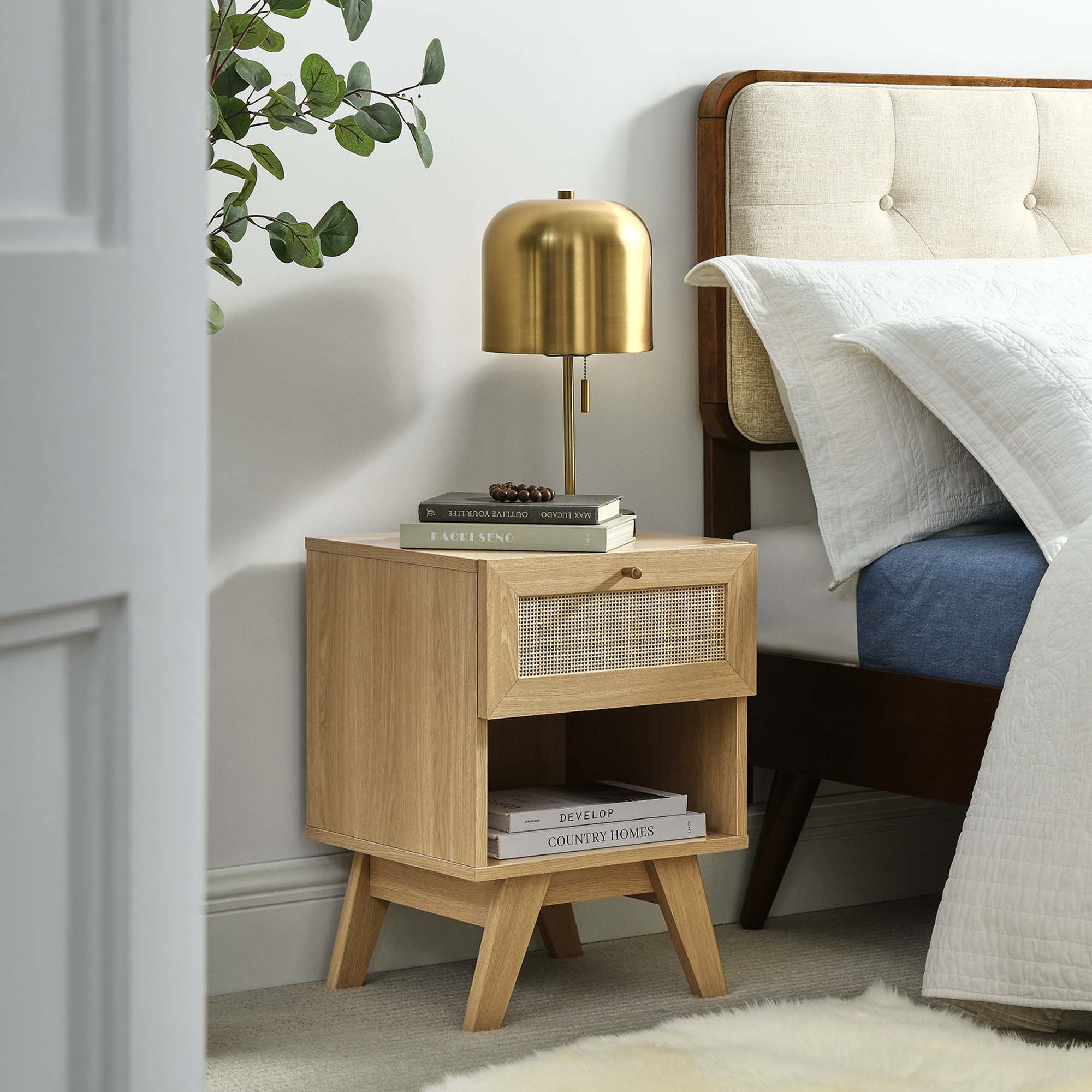 Soma 1-Drawer Nightstand, Oak