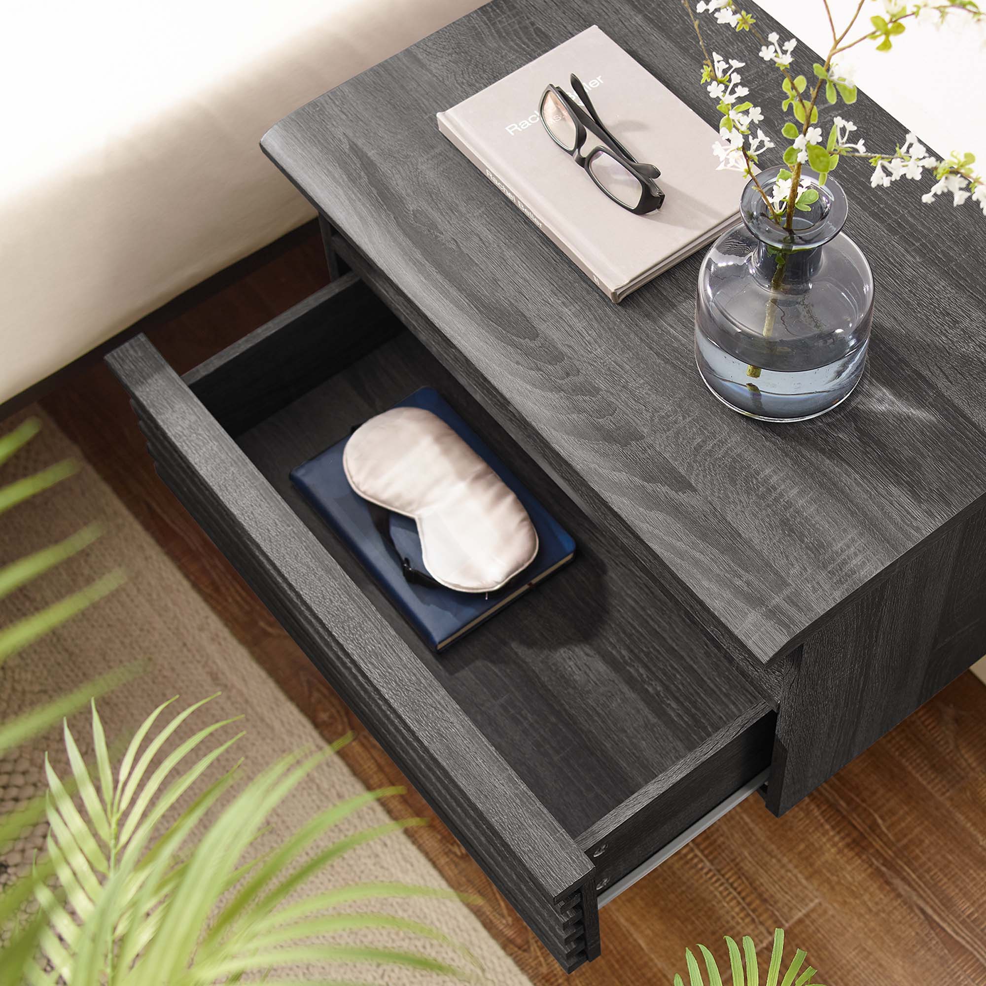Render Wall-Mount Nightstand, Charcoal