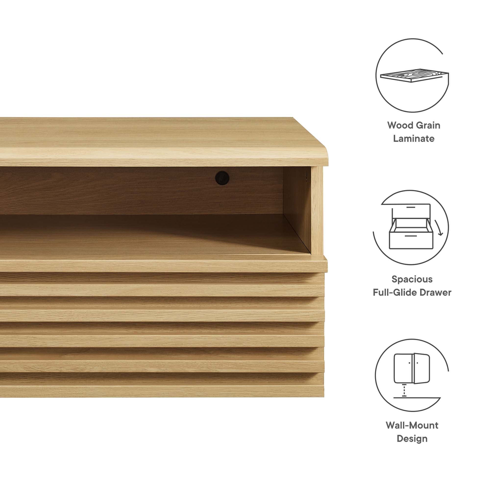 Render Wall-Mount Nightstand, Oak