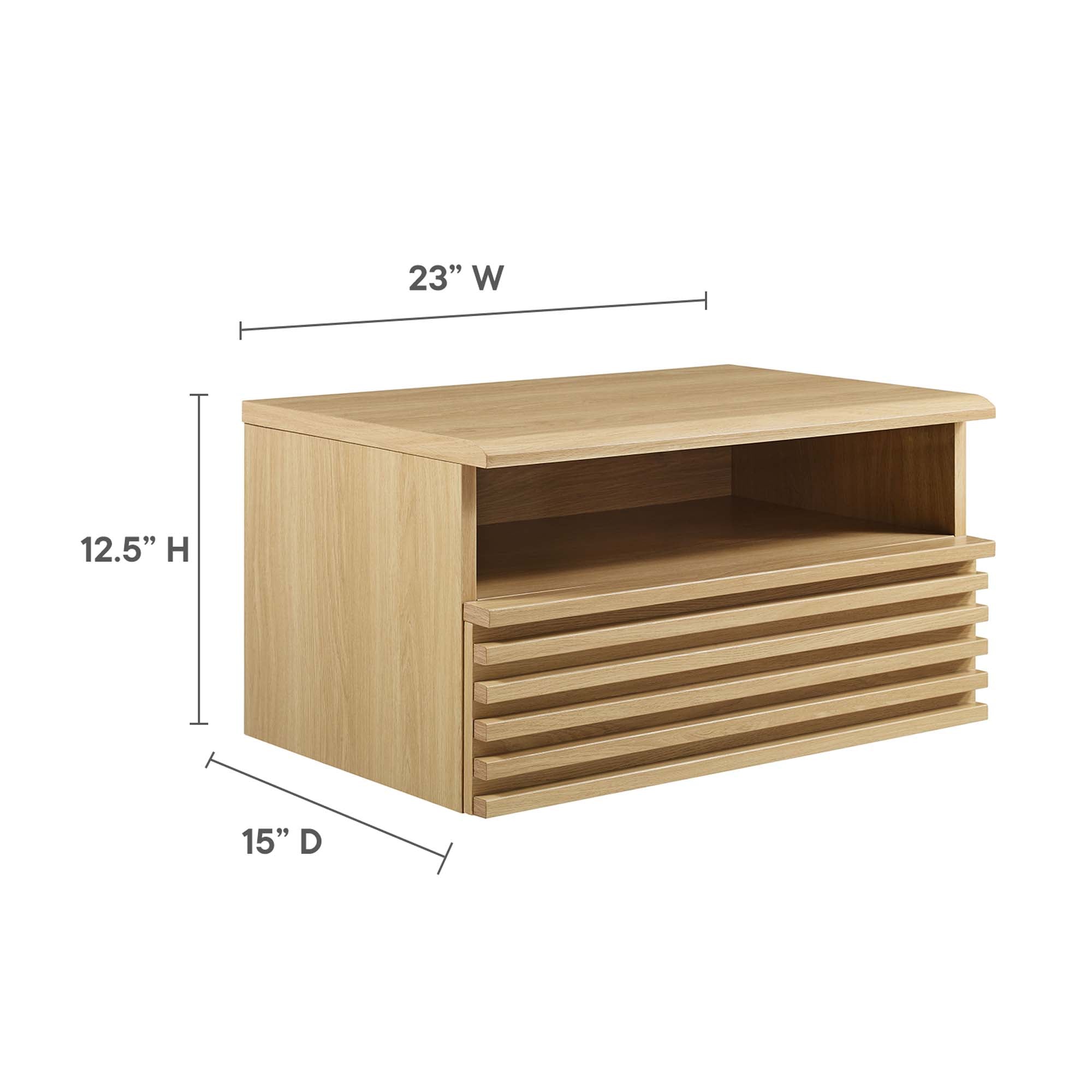 Render Wall-Mount Nightstand, Oak