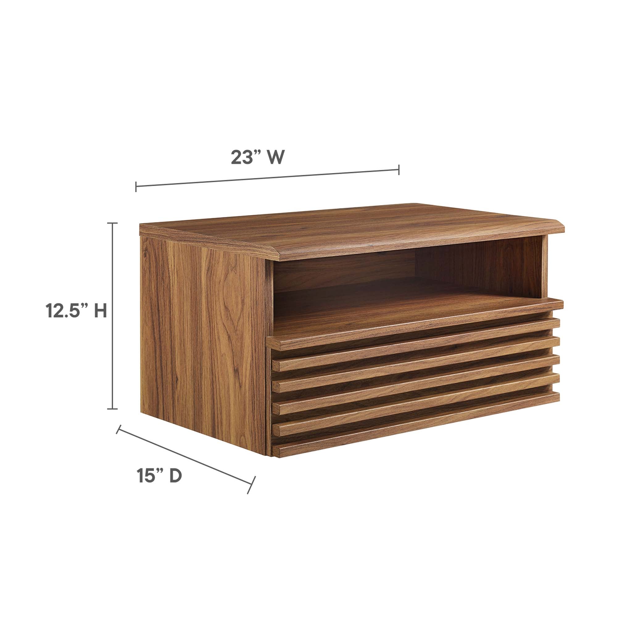 Render Wall-Mount Nightstand, Walnut