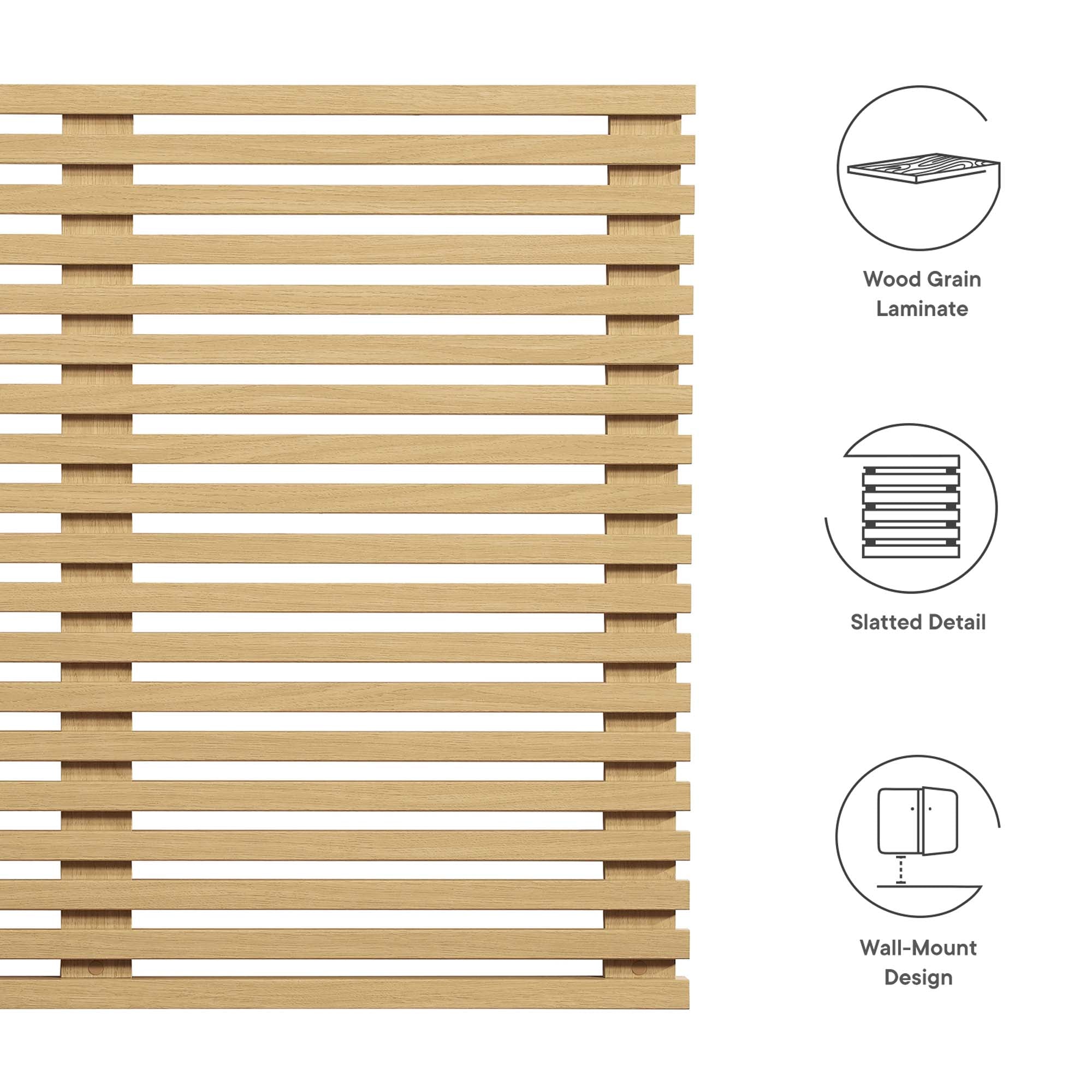 Render Wall Mount Twin Headboard, Oak