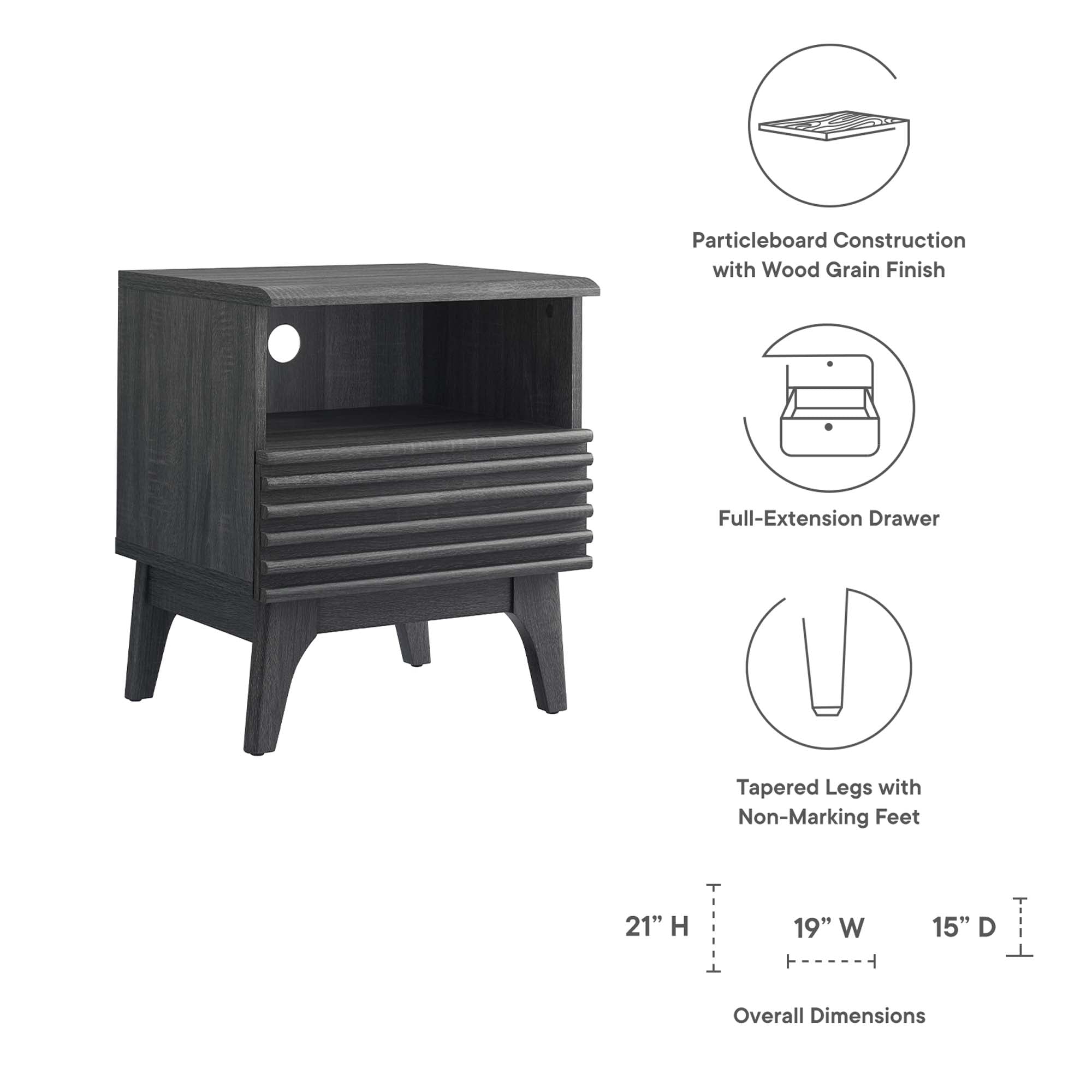 Render Nightstand, Charcoal