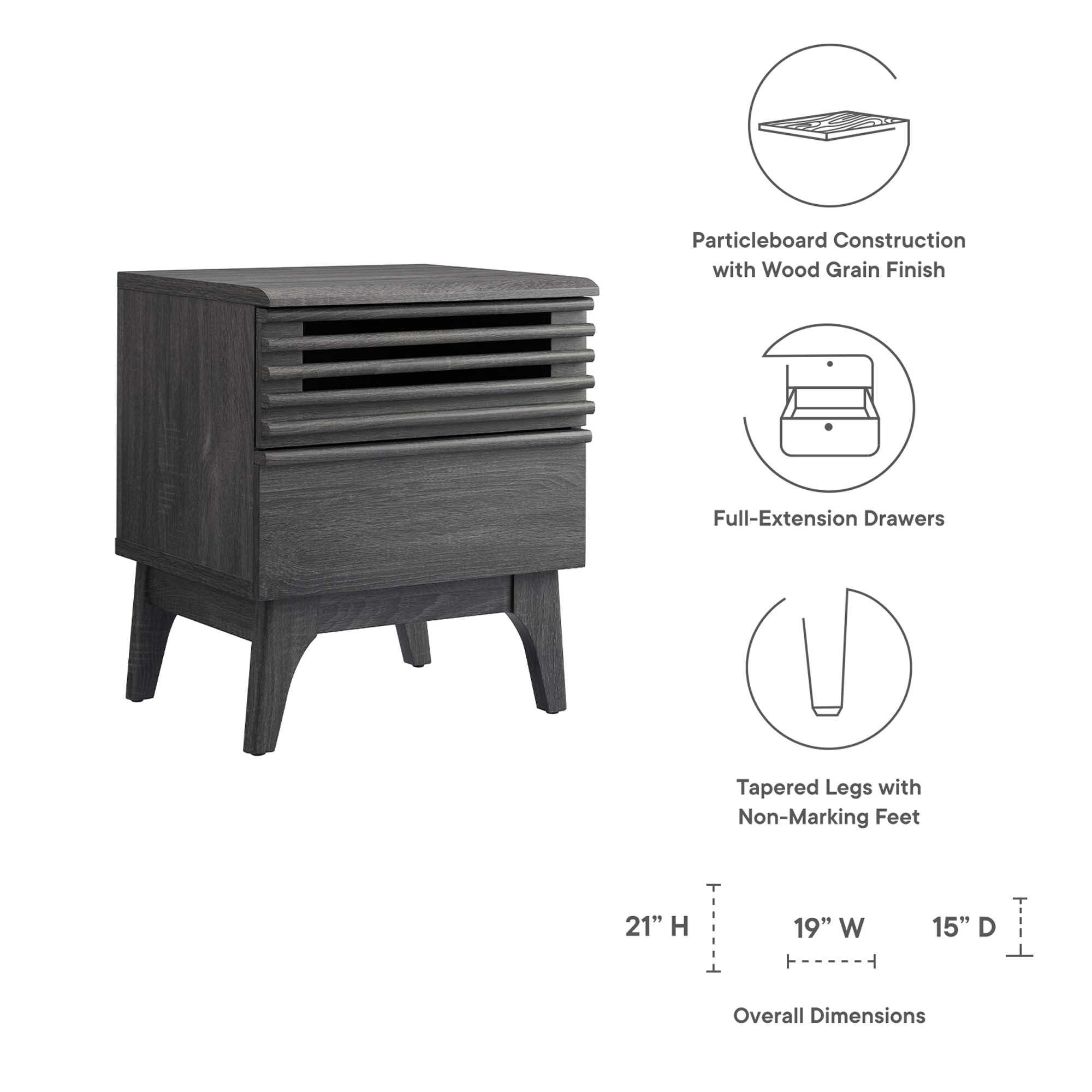 Render Nightstand, Charcoal