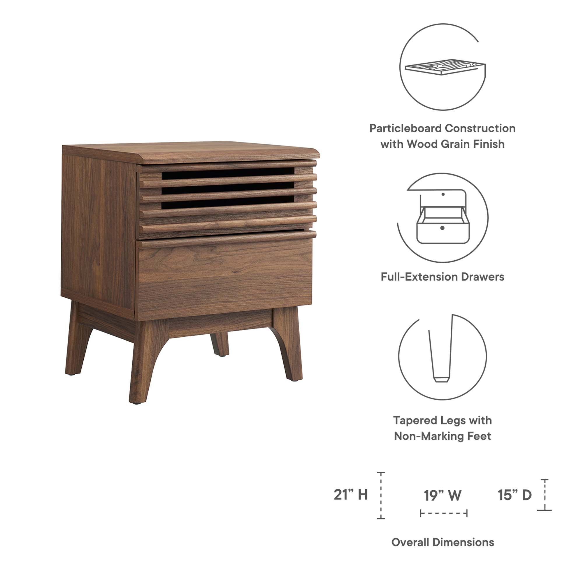 Render Nightstand, Walnut