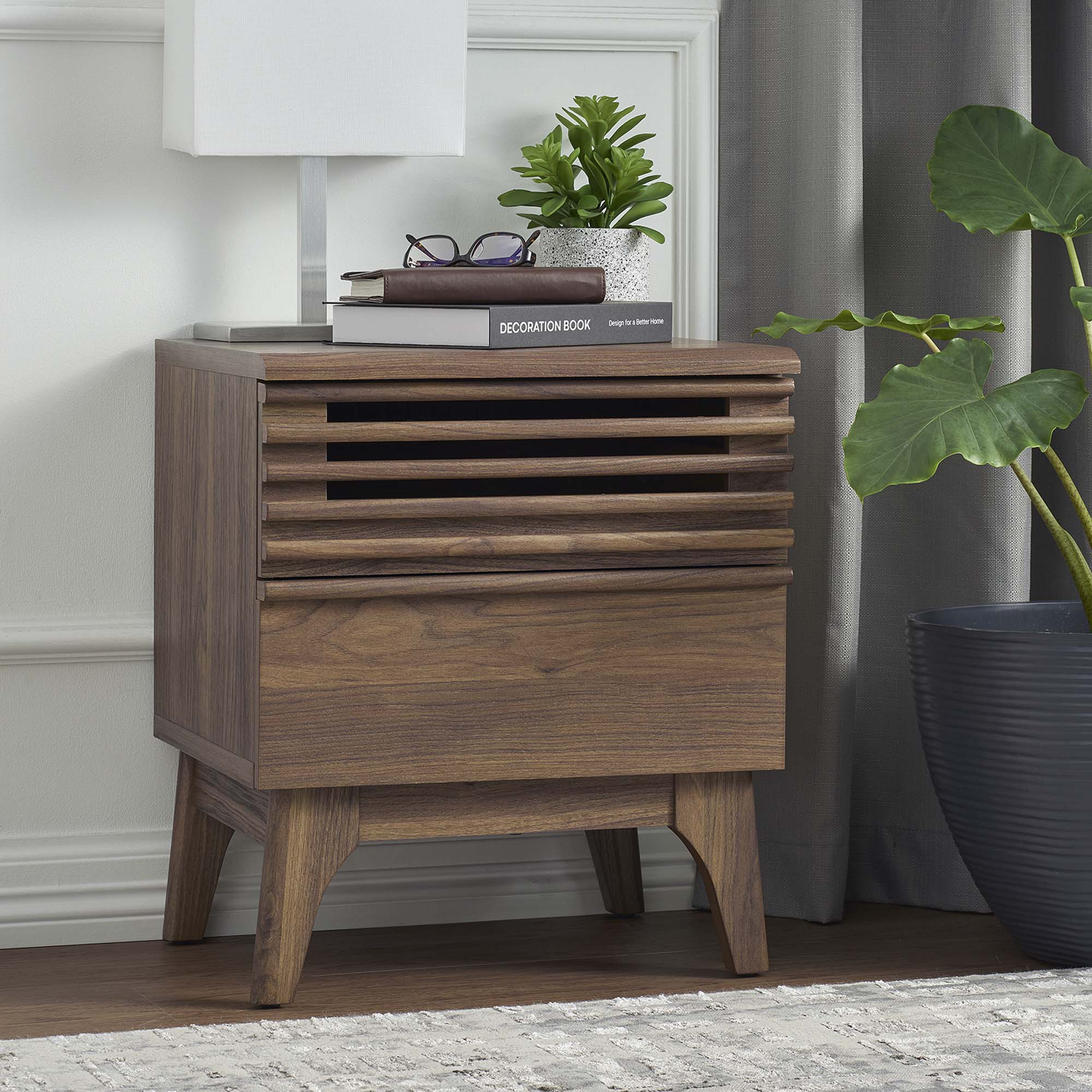 Render Nightstand, Walnut