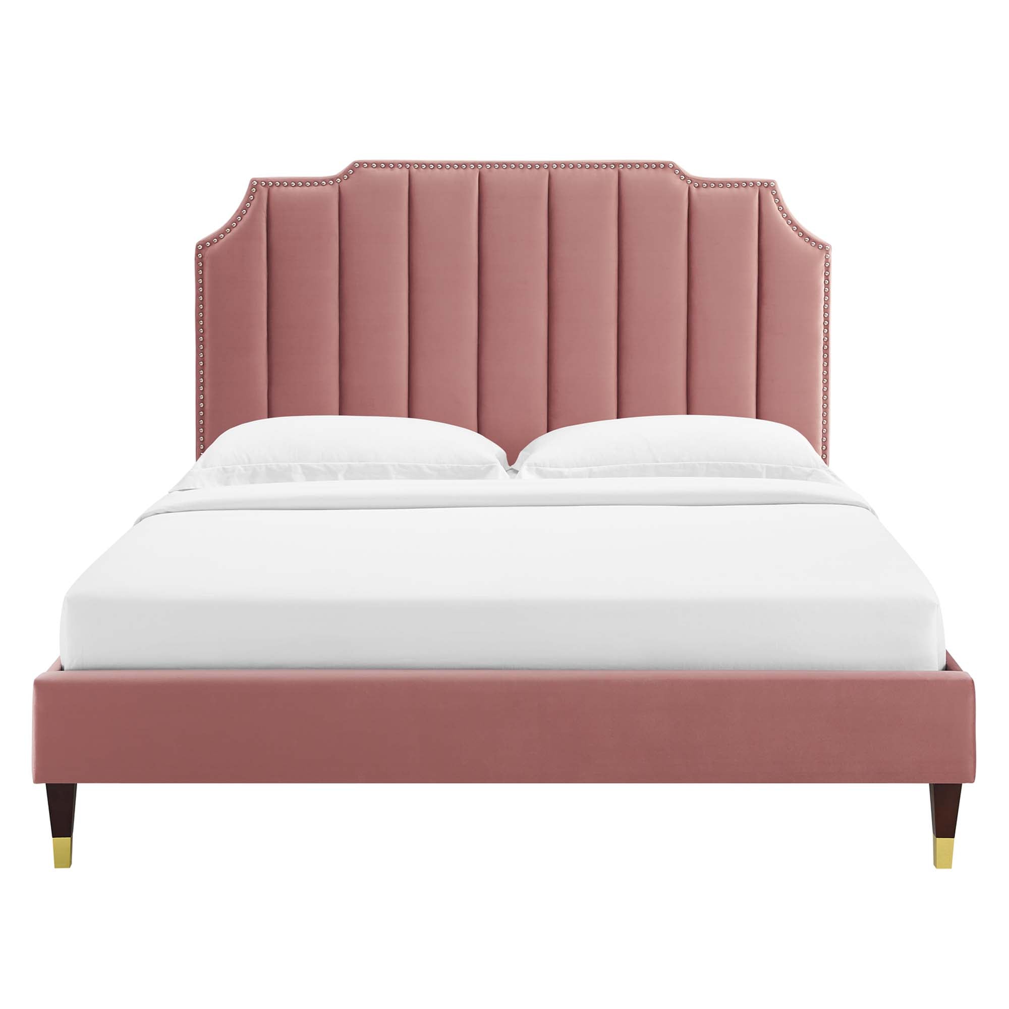 Colette Dusty Rose King Performance Velvet Fabic Platform Bed