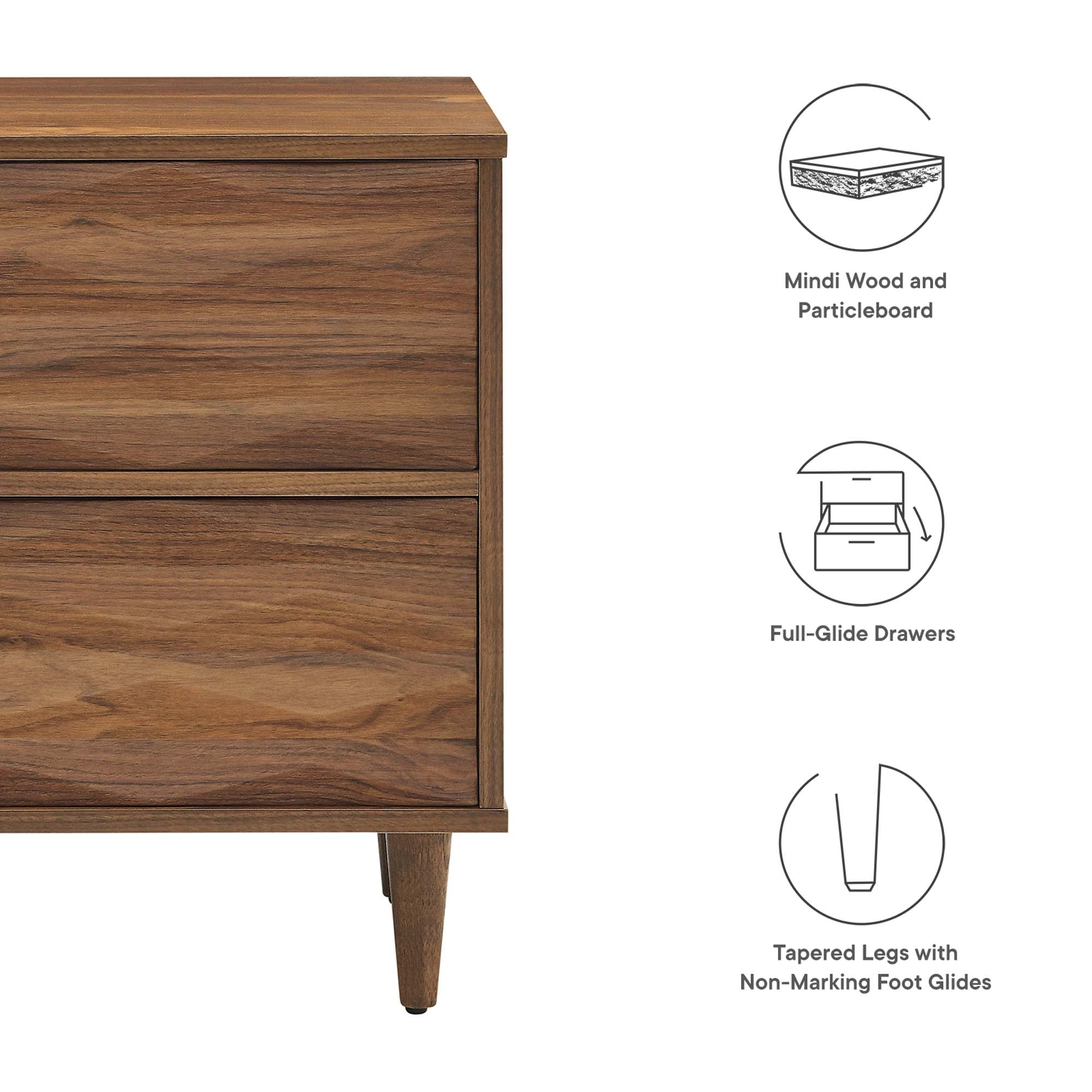 Vespera 2-Drawer Nightstand, Walnut
