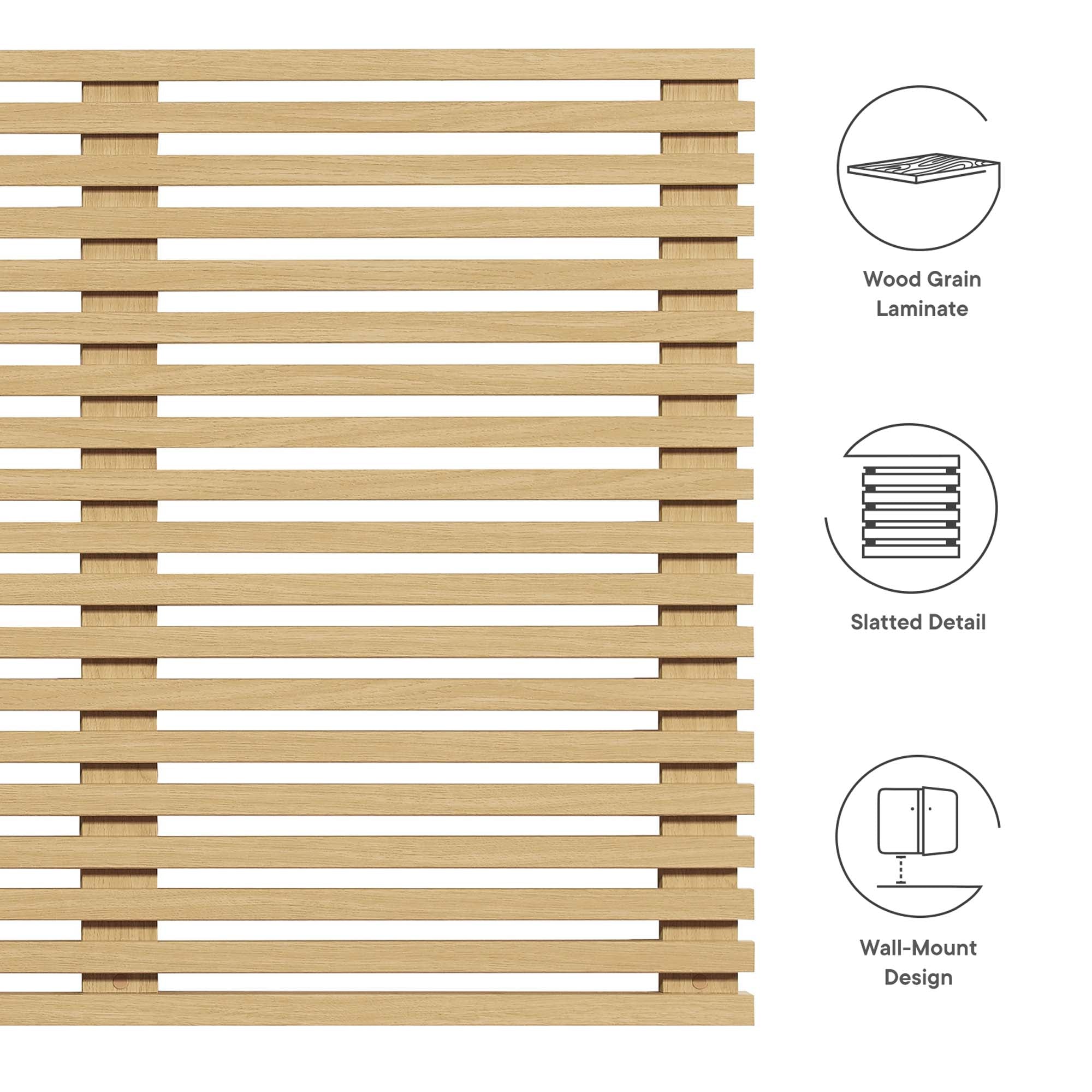 Render Wall Mount King Headboard, Oak