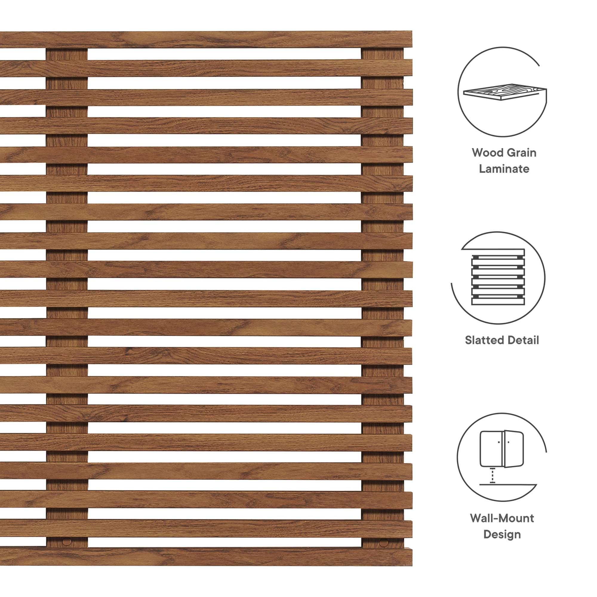 Render Wall Mount King Headboard, Walnut