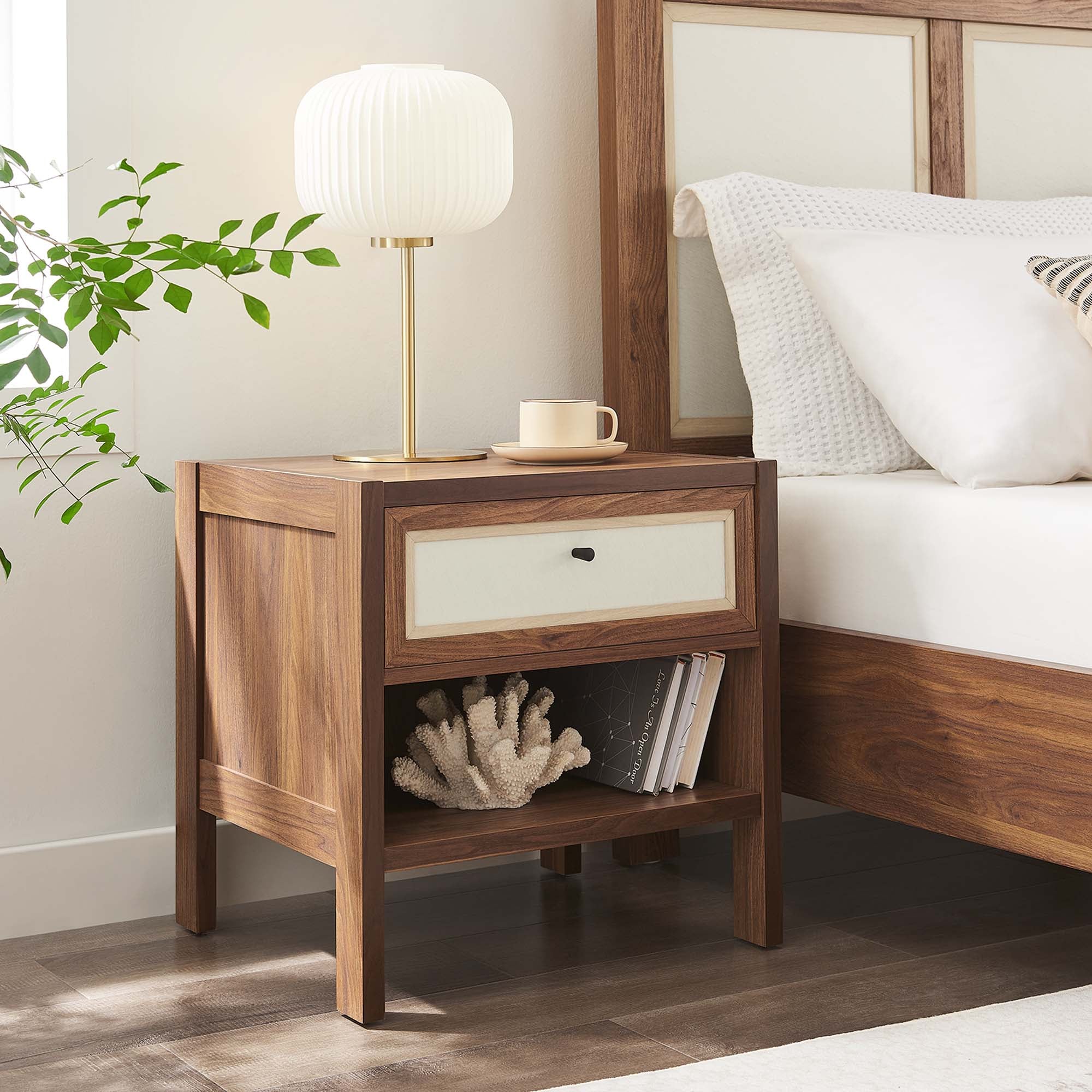 Capri Wood Grain Nightstand, Walnut