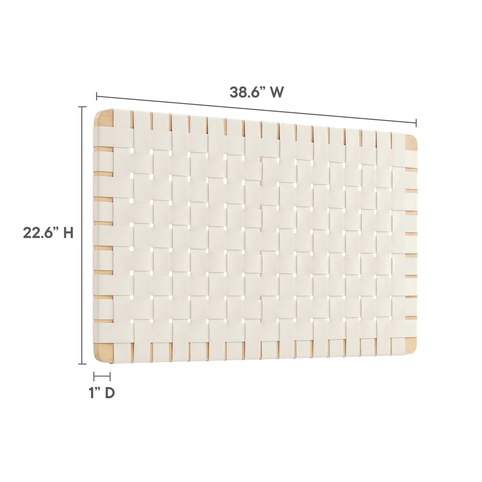Sparta Weave Wall-Mount Vegan Leather Twin Headboard, Natural Beige