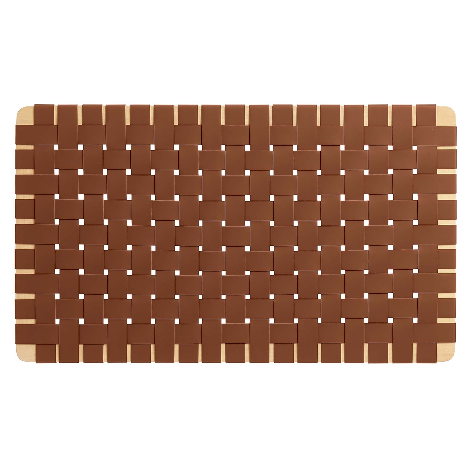 Sparta Weave Wall-Mount Vegan Leather Twin Headboard, Natural Brown