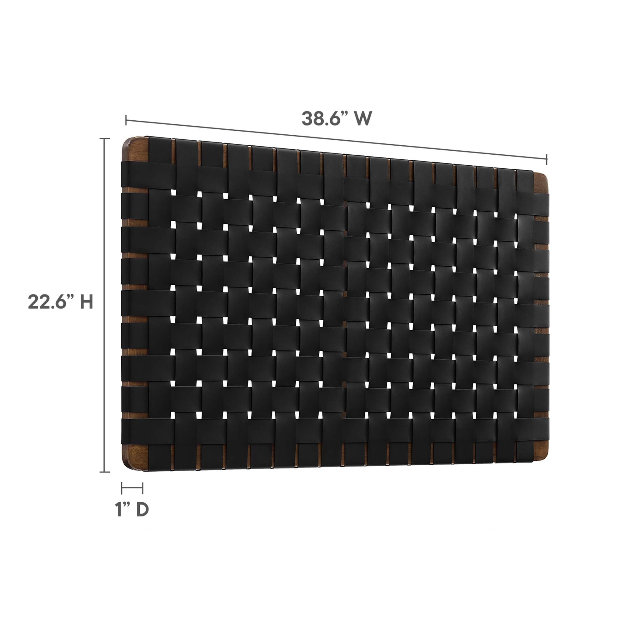 Sparta Weave Wall-Mount Vegan Leather Twin Headboard, Walnut Black