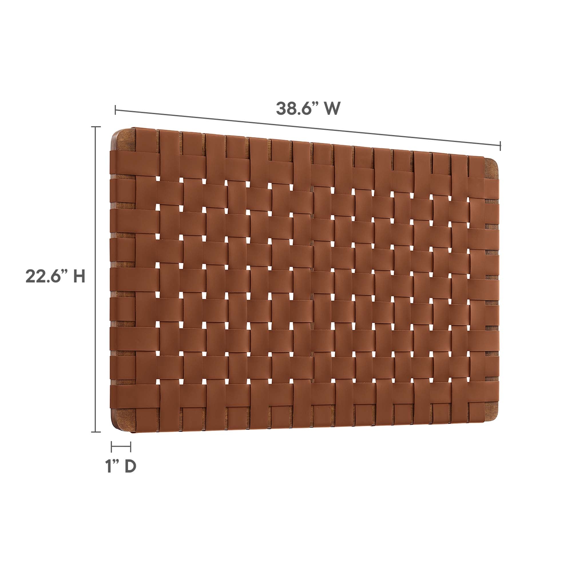 Sparta Weave Wall-Mount Vegan Leather Twin Headboard, Walnut Brown