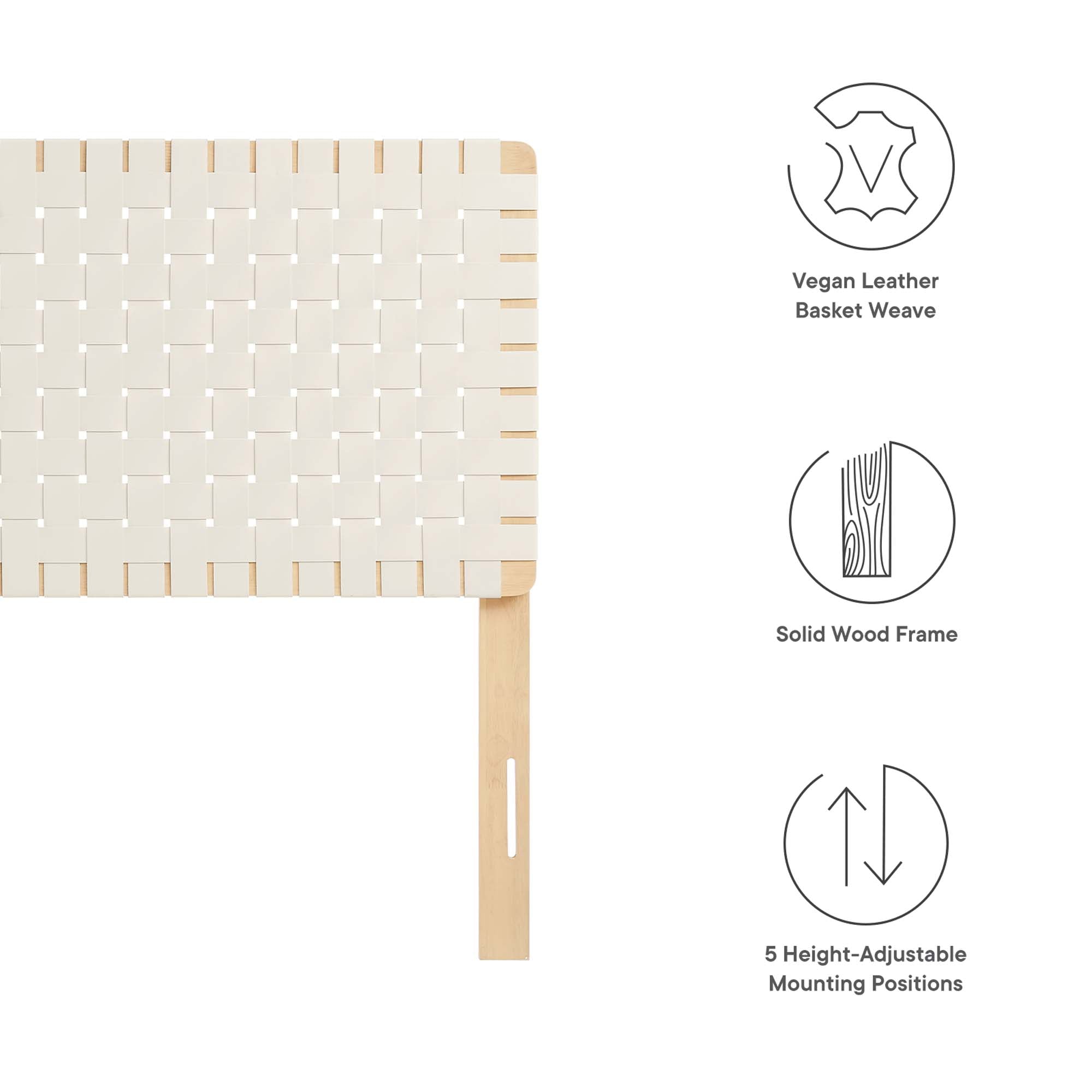 Sparta Weave Vegan Leather Twin Headboard, Natural Beige