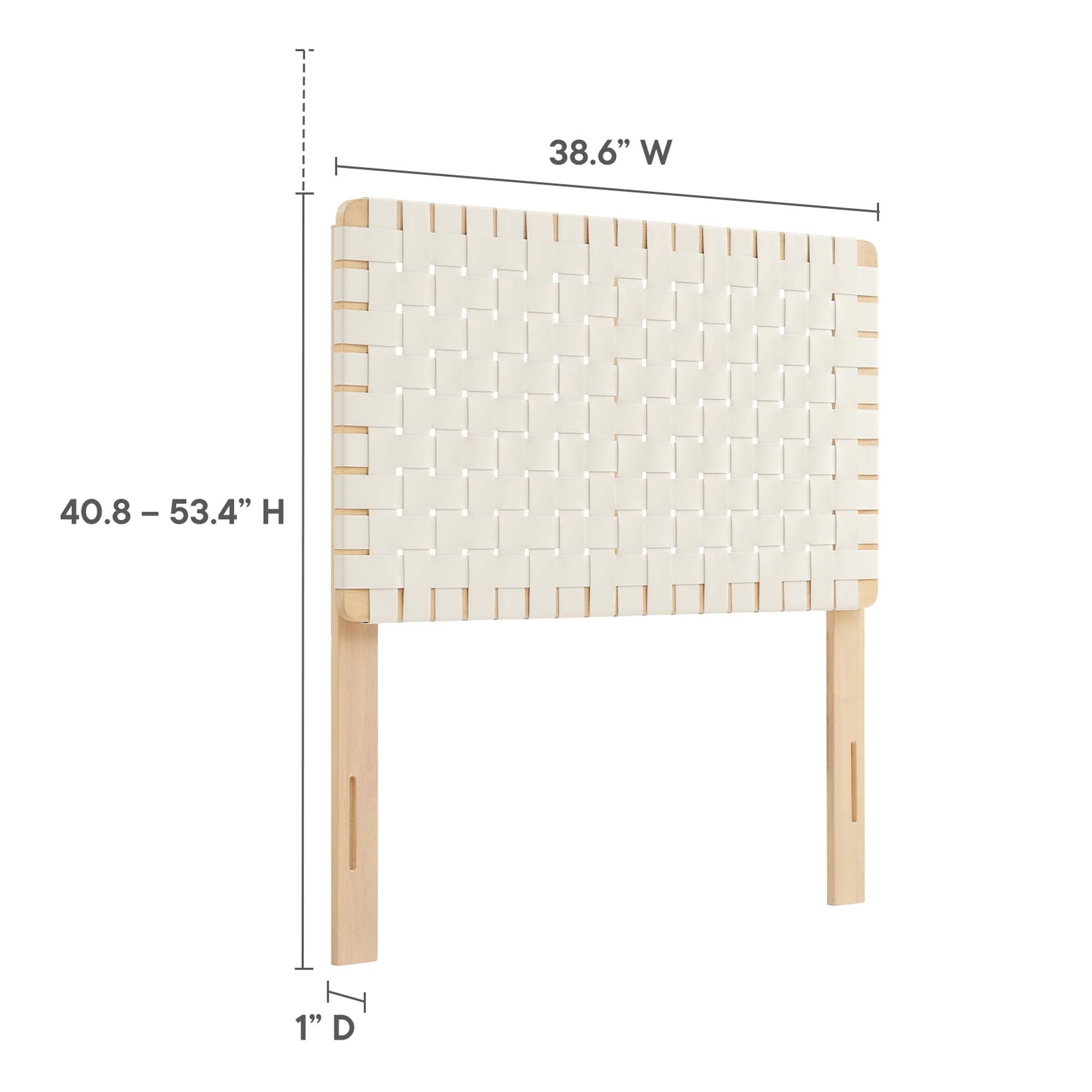 Sparta Weave Vegan Leather Twin Headboard, Natural Beige