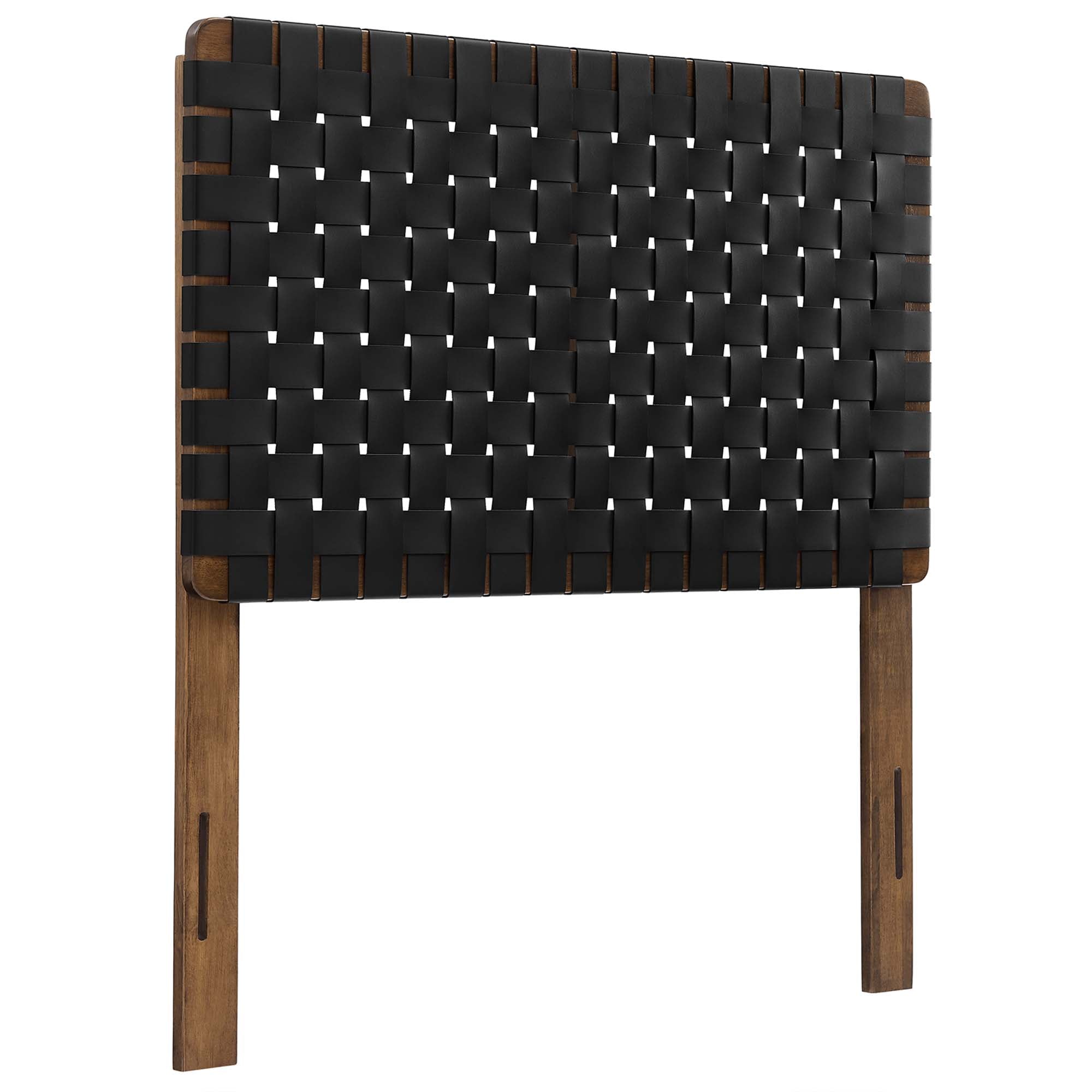 Sparta Weave Vegan Leather Twin Headboard, Walnut Black