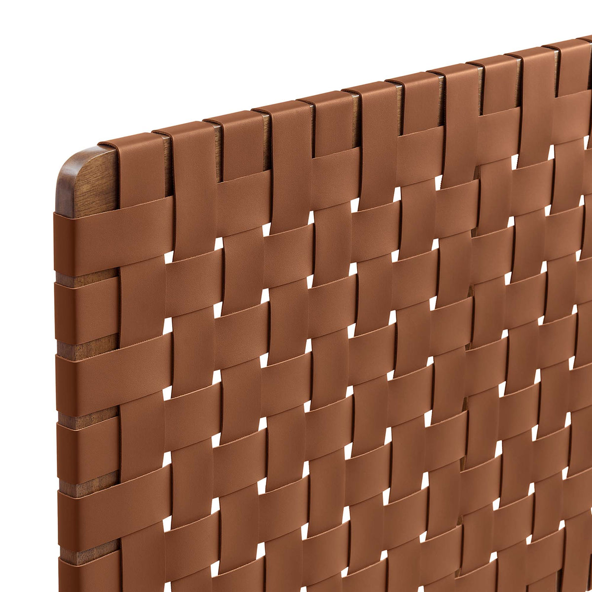 Sparta Weave Vegan Leather Twin Headboard, Walnut Brown