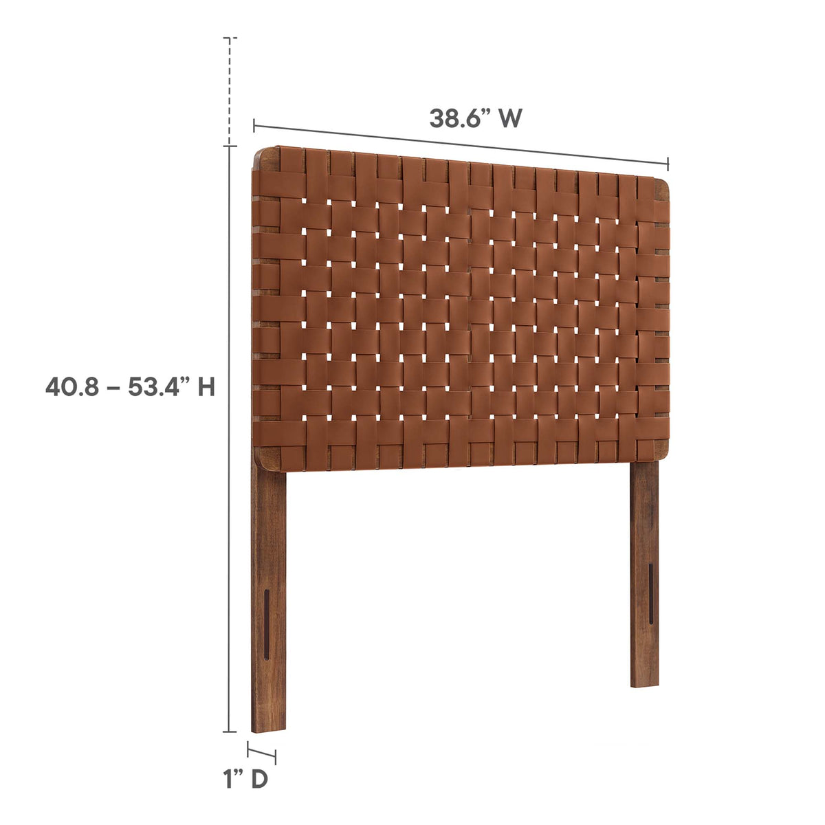 Sparta Weave Vegan Leather Twin Headboard, Walnut Brown