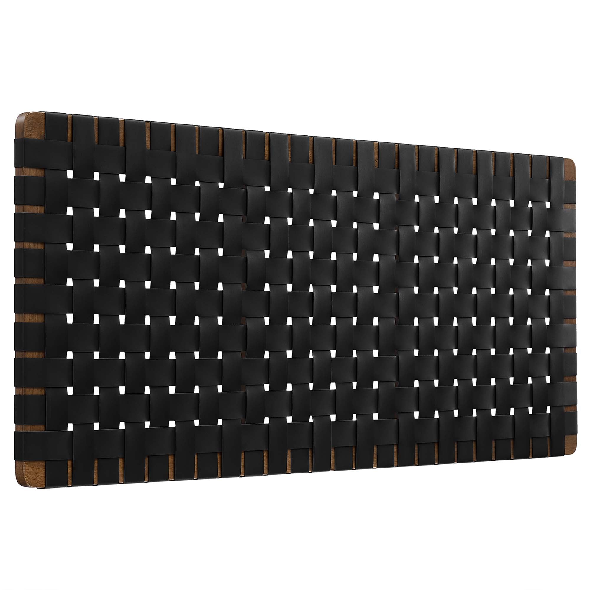 Sparta Weave Vegan Leather Full Headboard, Walnut Black