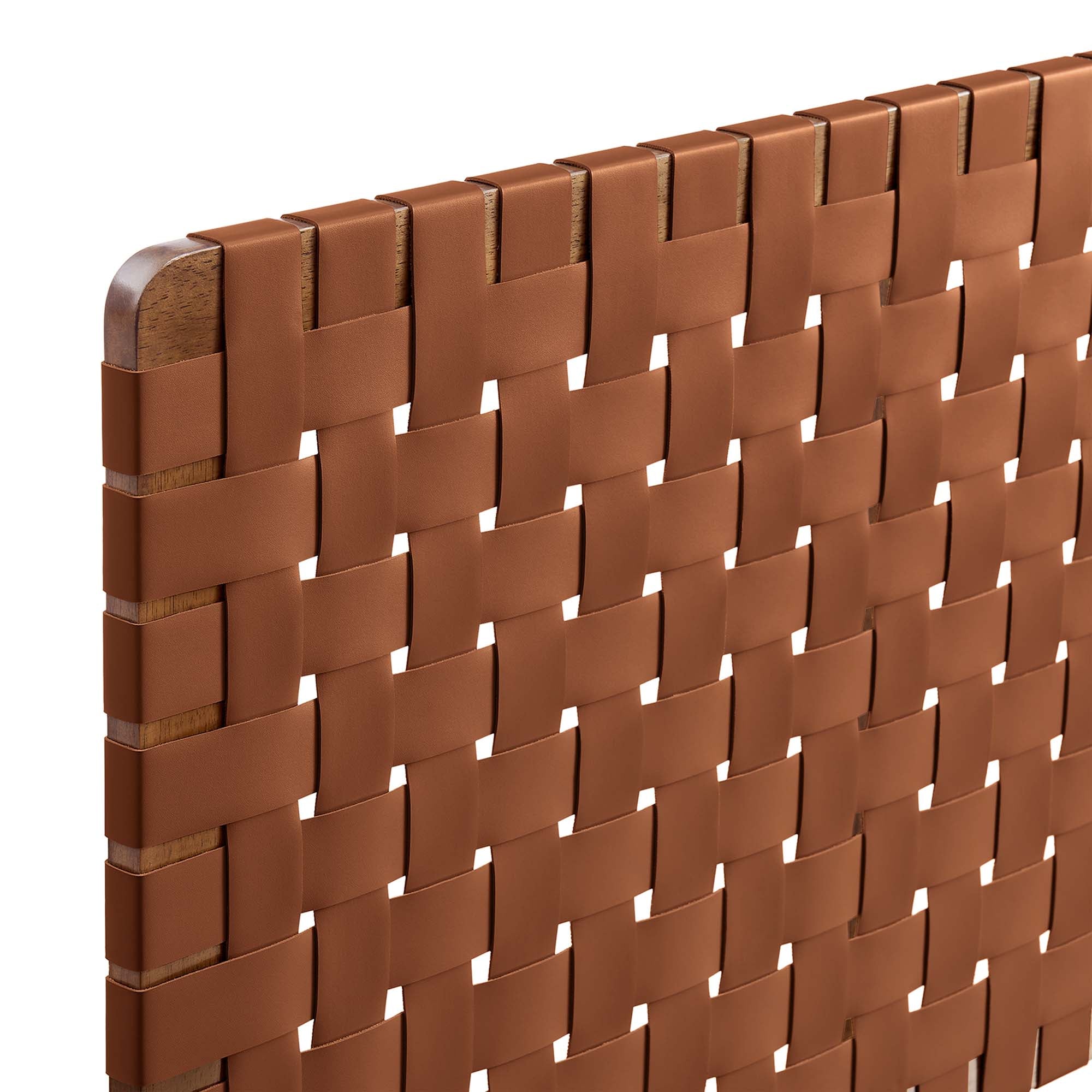 Sparta Weave Vegan Leather Full Headboard, Walnut Brown
