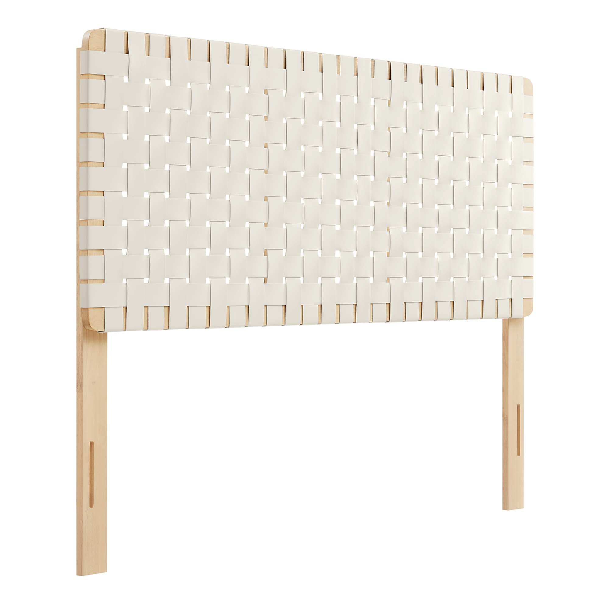 Sparta Weave Vegan Leather Full Headboard, Natural Beige