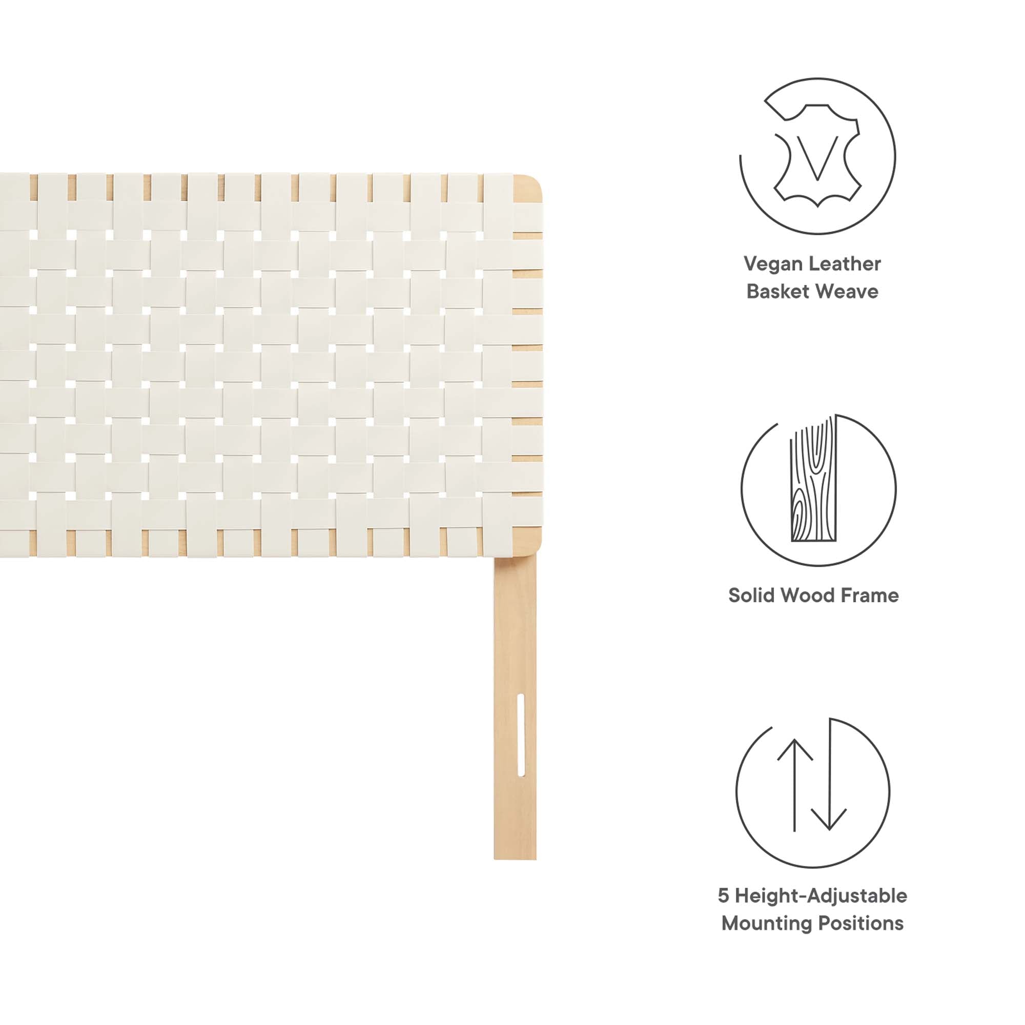 Sparta Weave Vegan Leather Full Headboard, Natural Beige