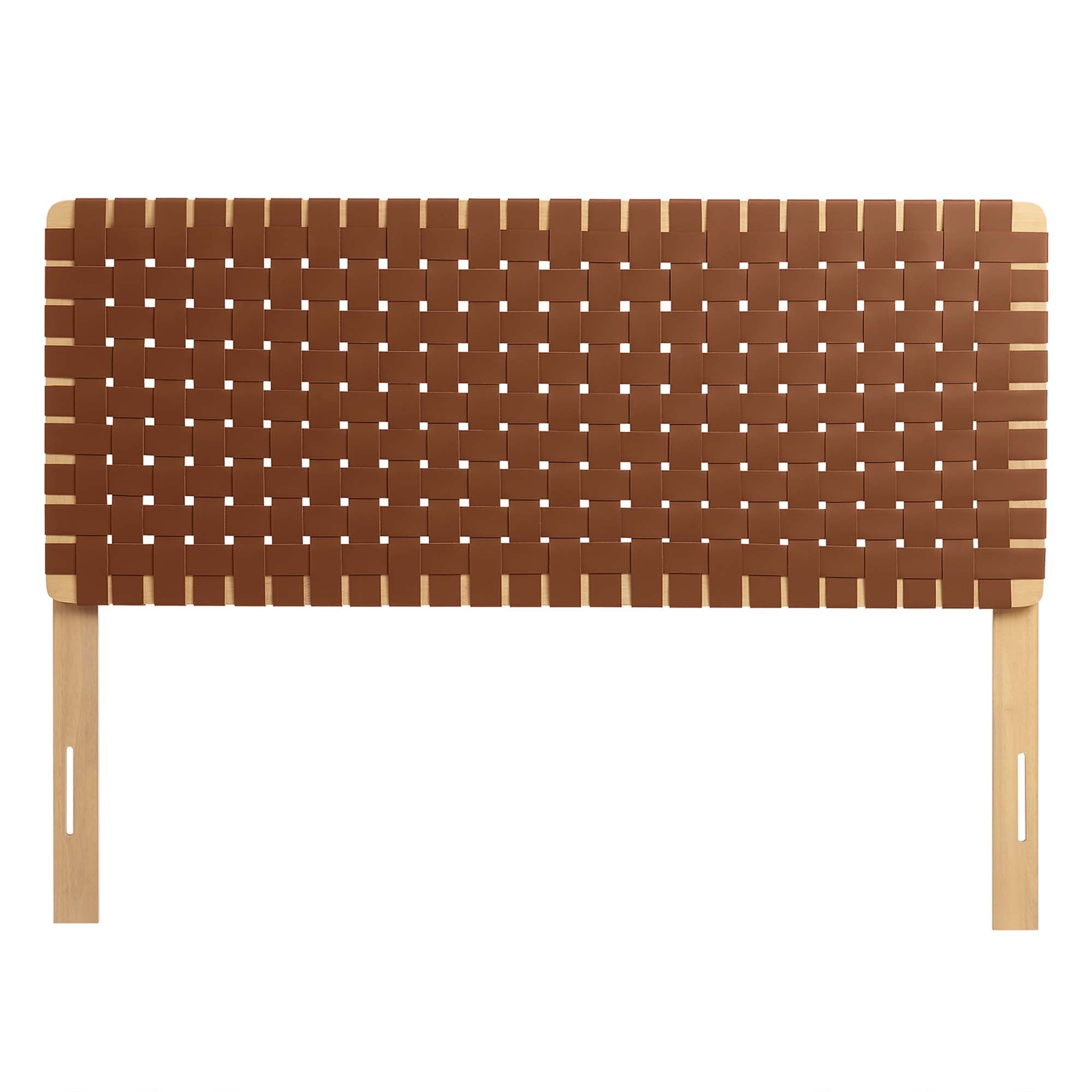 Sparta Weave Vegan Leather Full Headboard, Natural Brown