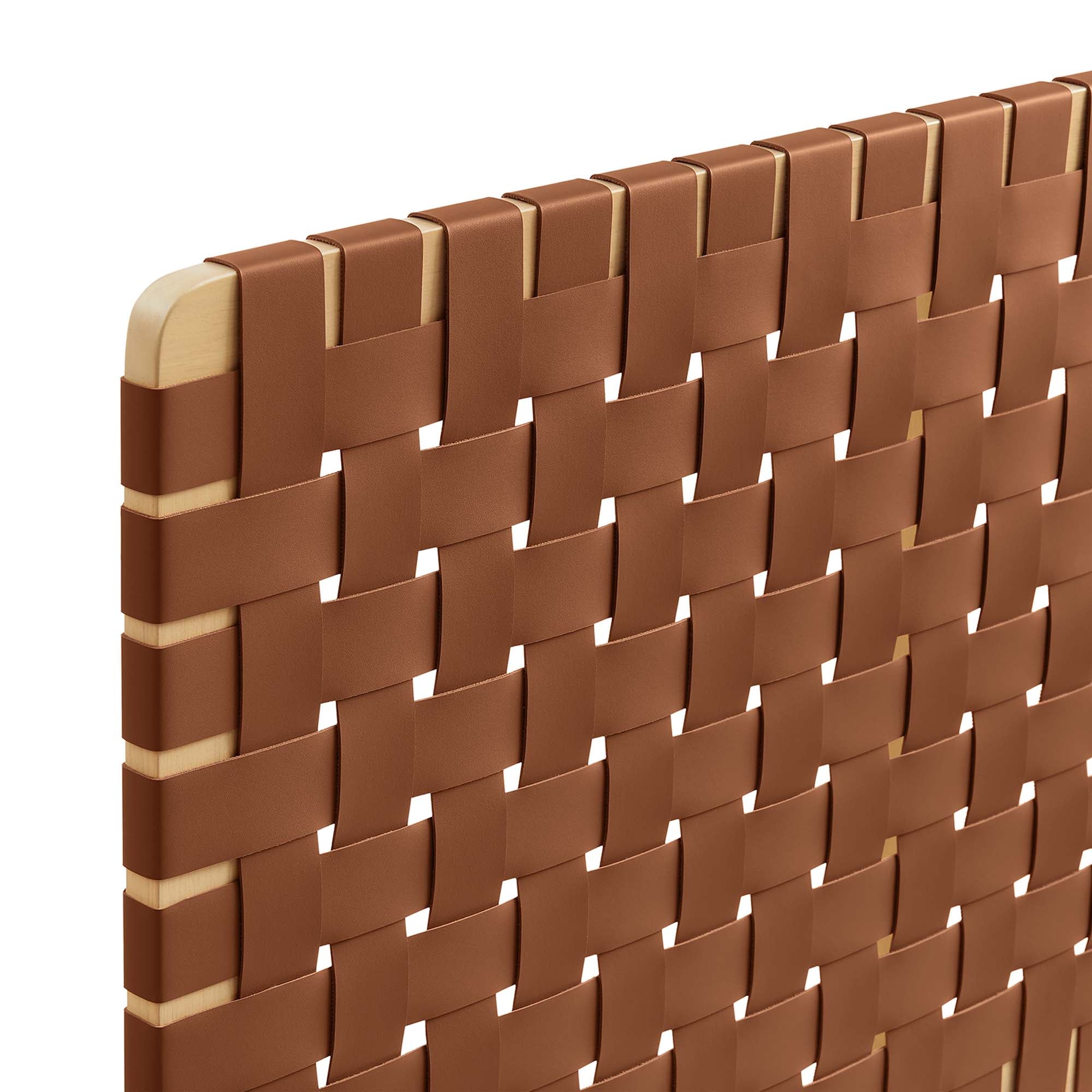 Sparta Weave Vegan Leather Full Headboard, Natural Brown