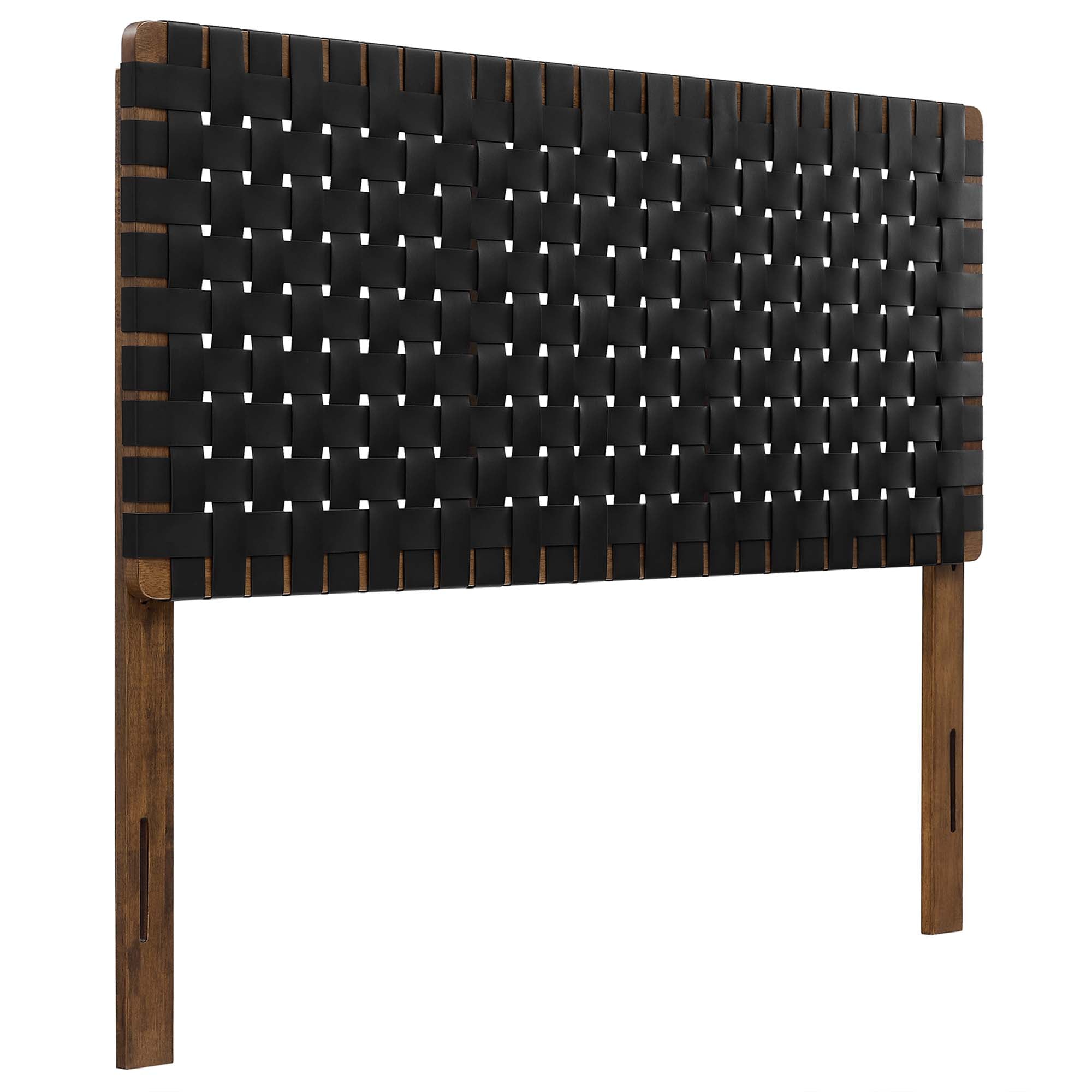 Sparta Weave Vegan Leather Full Headboard, Walnut Black