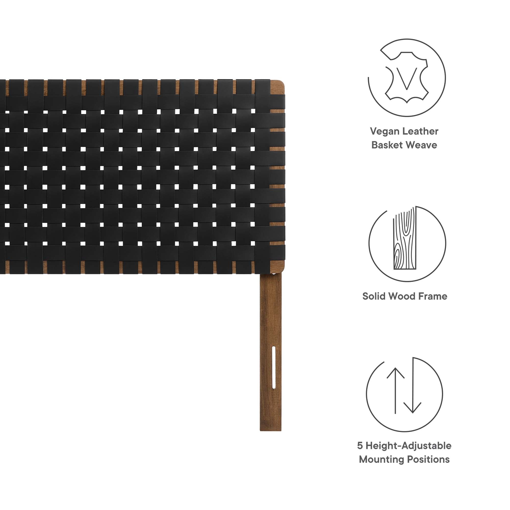 Sparta Weave Vegan Leather Full Headboard, Walnut Black