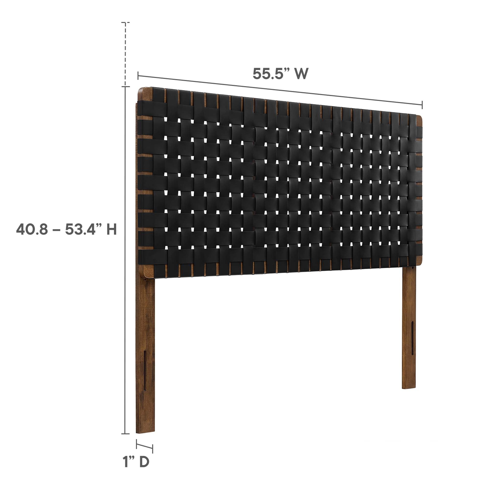 Sparta Weave Vegan Leather Full Headboard, Walnut Black