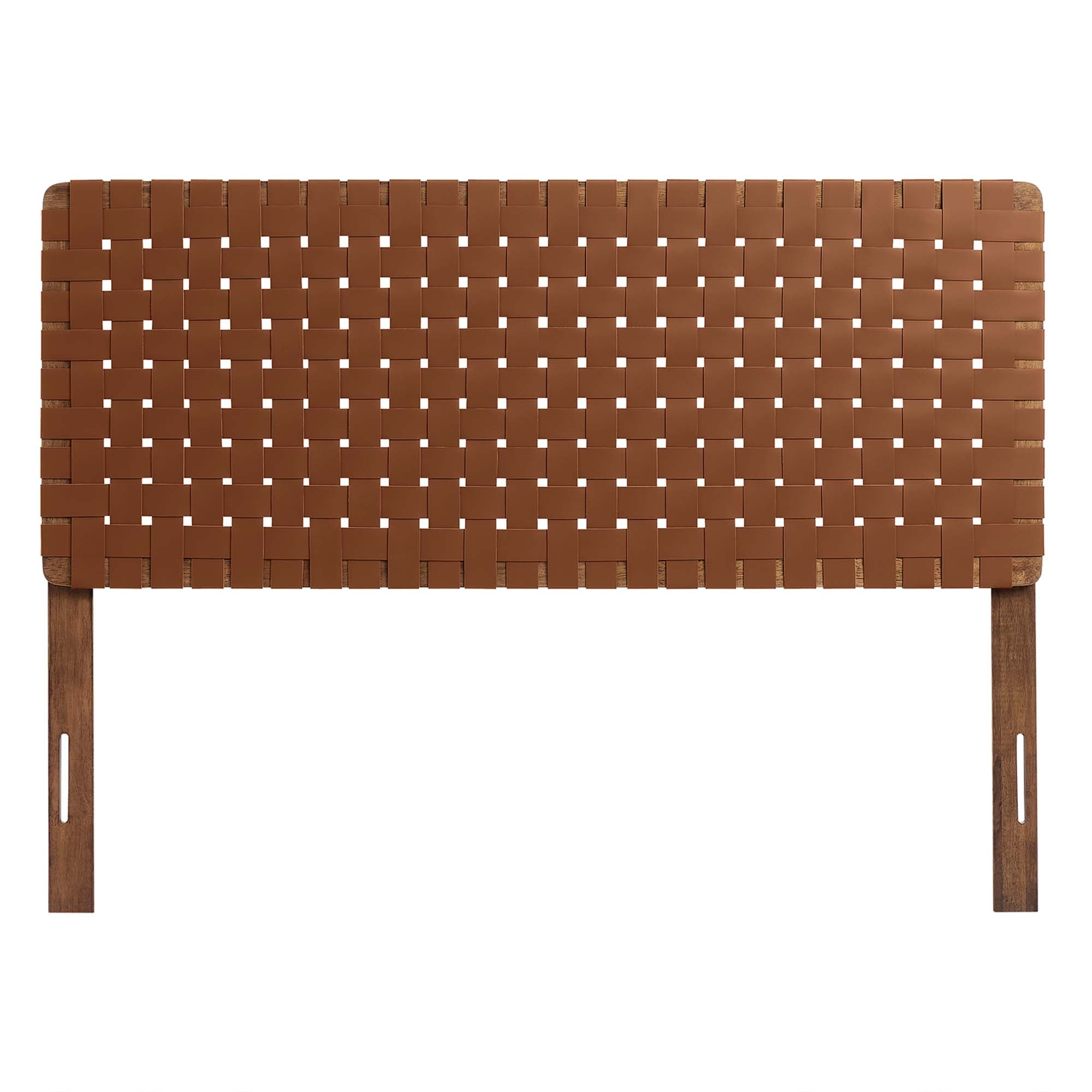 Sparta Weave Vegan Leather Full Headboard, Walnut Brown