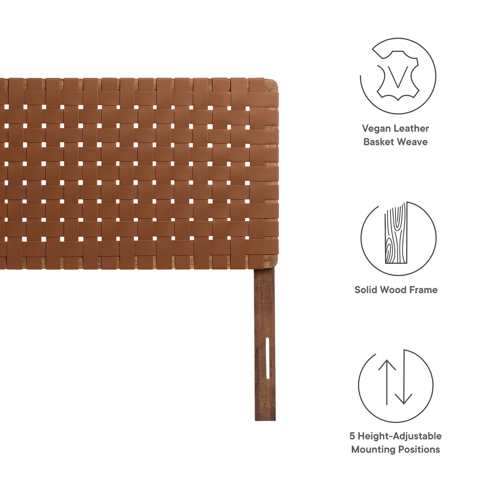 Sparta Weave Vegan Leather Full Headboard, Walnut Brown