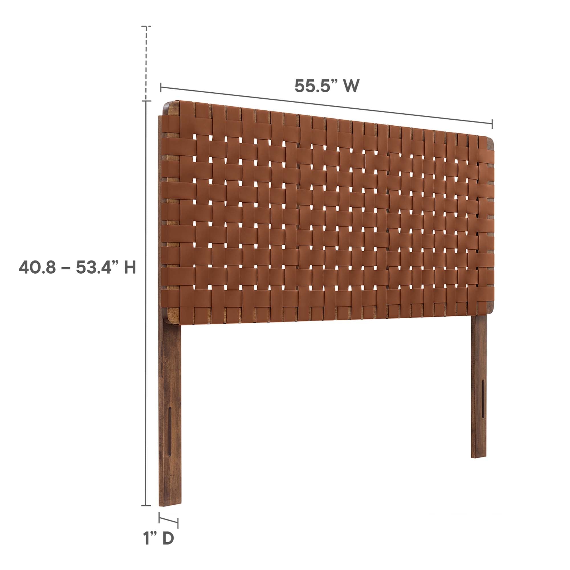 Sparta Weave Vegan Leather Full Headboard, Walnut Brown