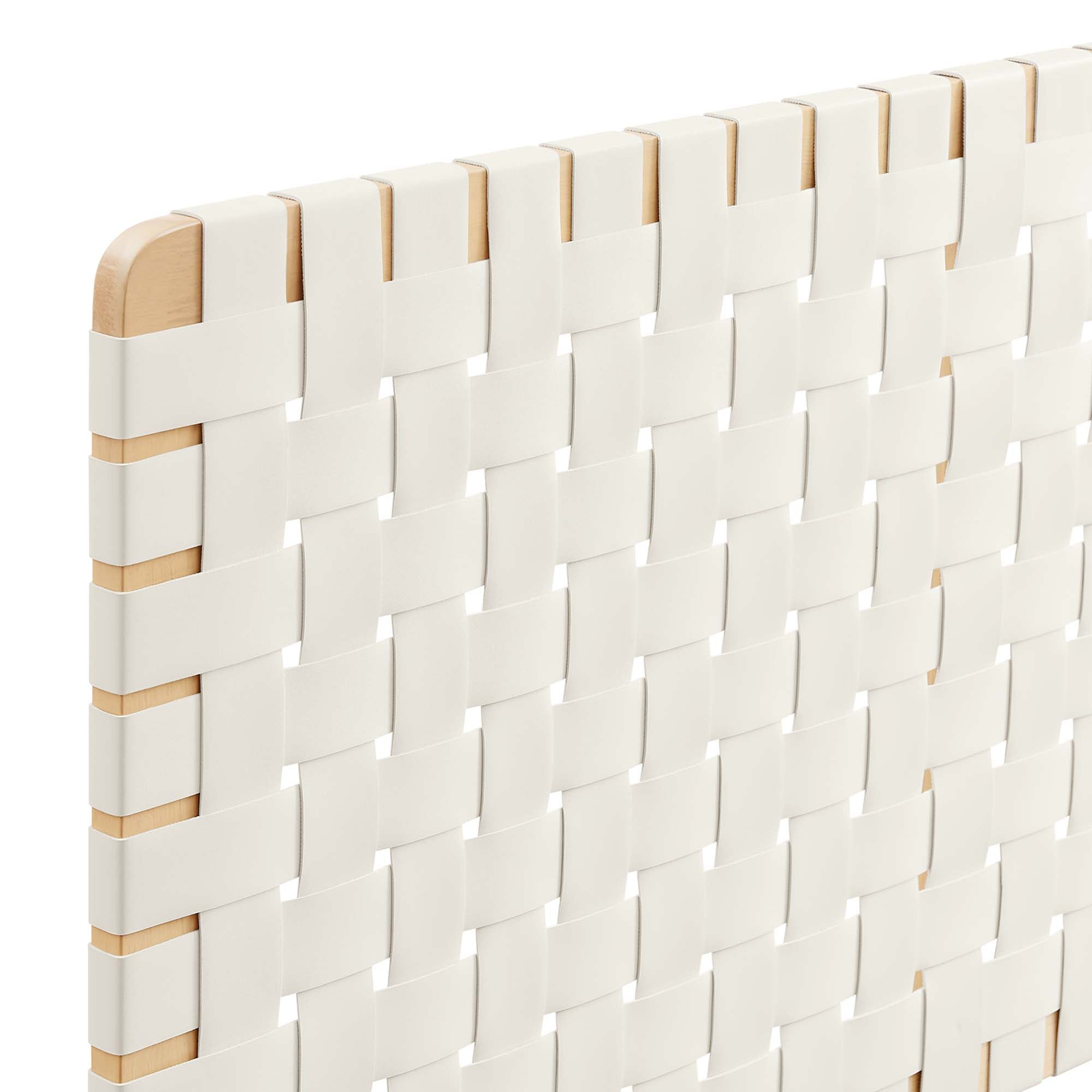 Sparta Weave Wall-Mount Vegan Leather Queen Headboard, Natural Beige