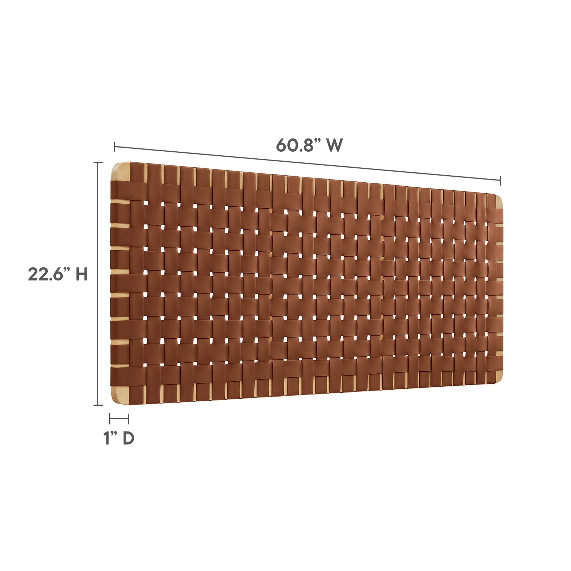 Sparta Weave Wall-Mount Vegan Leather Queen Headboard, Natural Brown