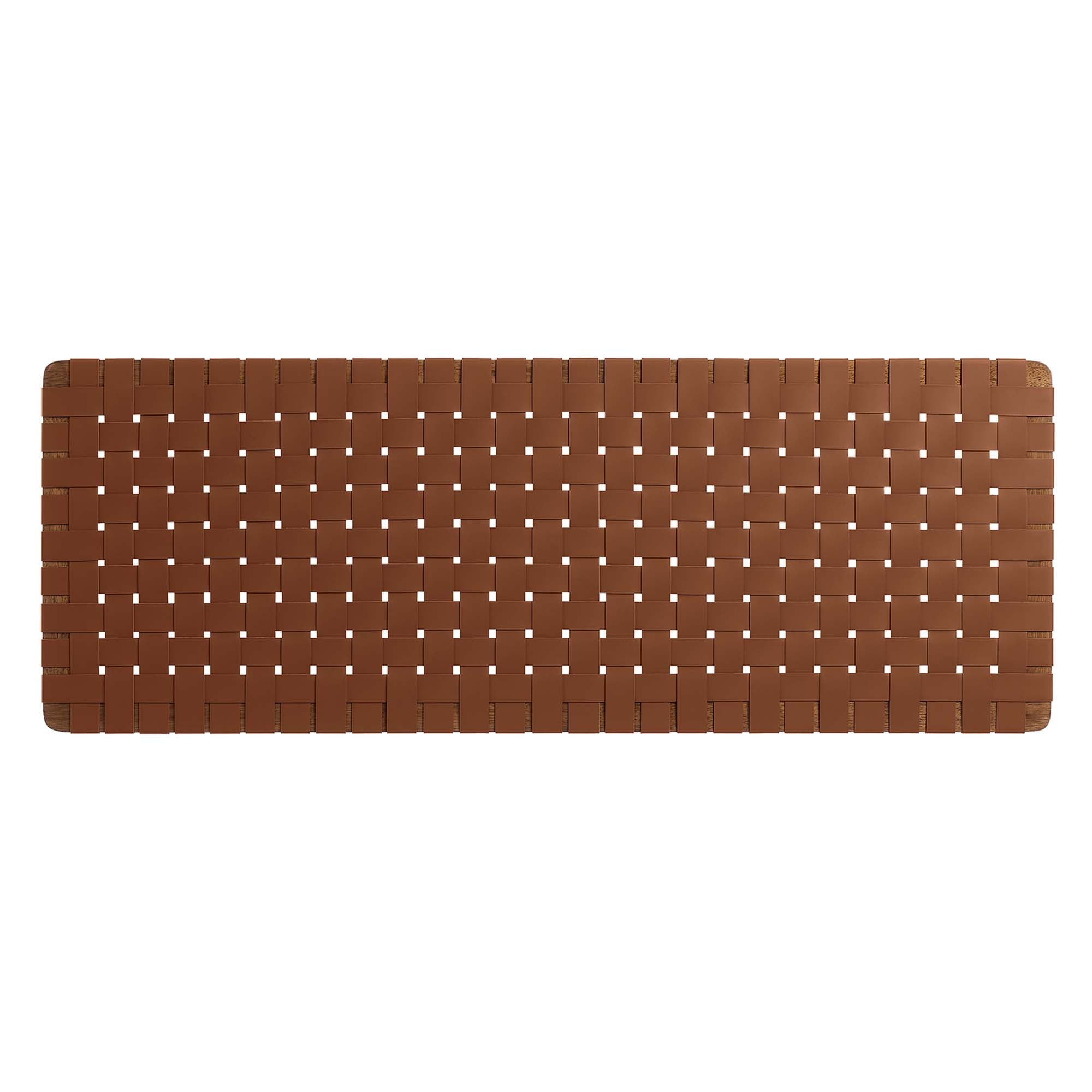 Sparta Weave Wall-Mount Vegan Leather Queen Headboard, Walnut Brown