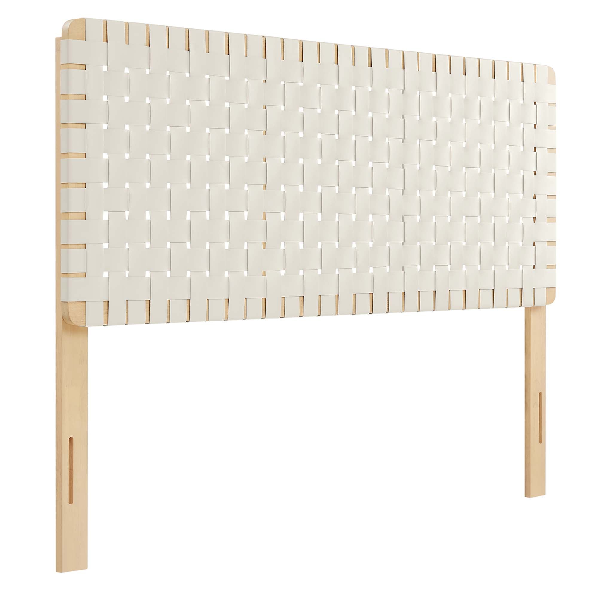 Sparta Weave Vegan Leather Queen Headboard, Natural Beige