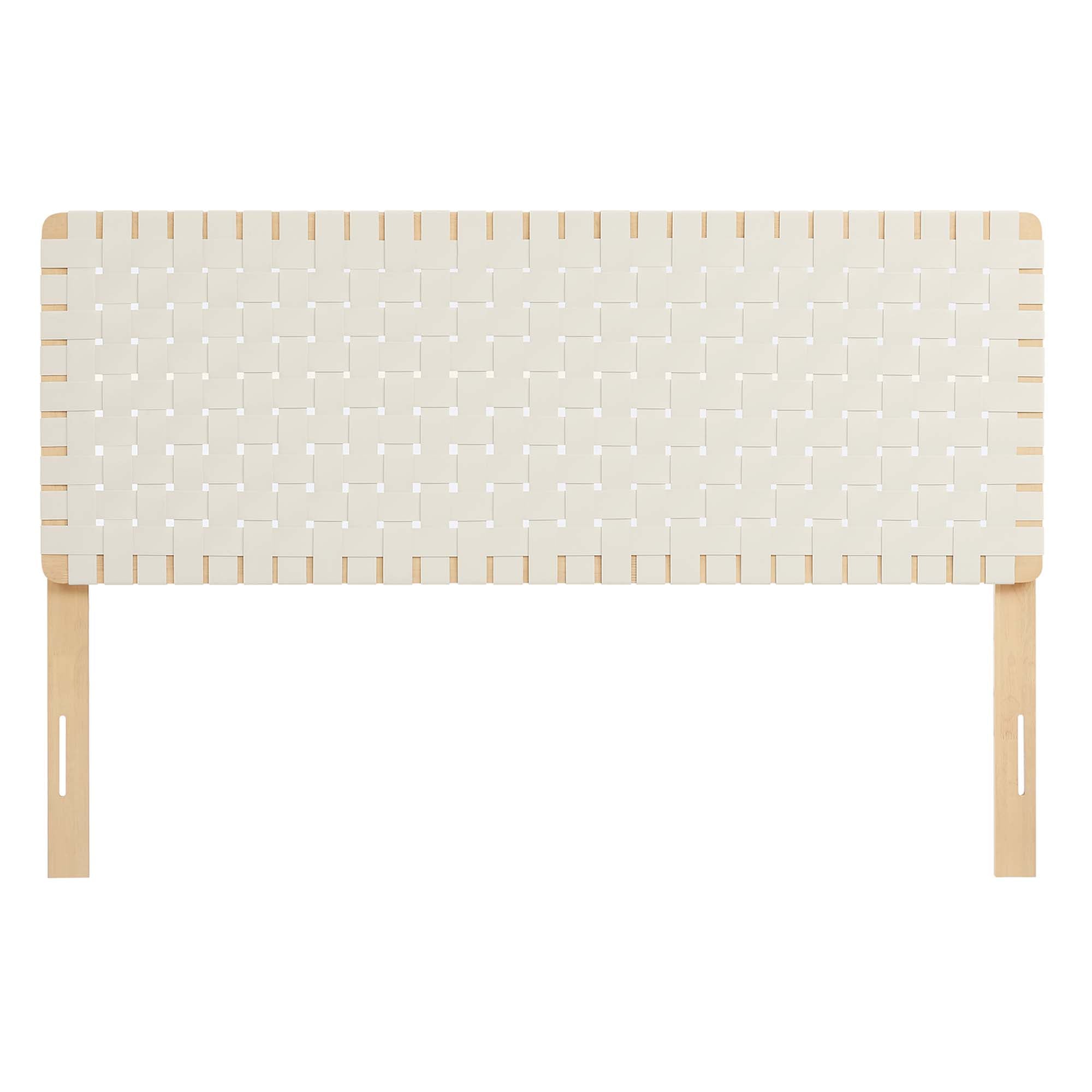 Sparta Weave Vegan Leather Queen Headboard, Natural Beige