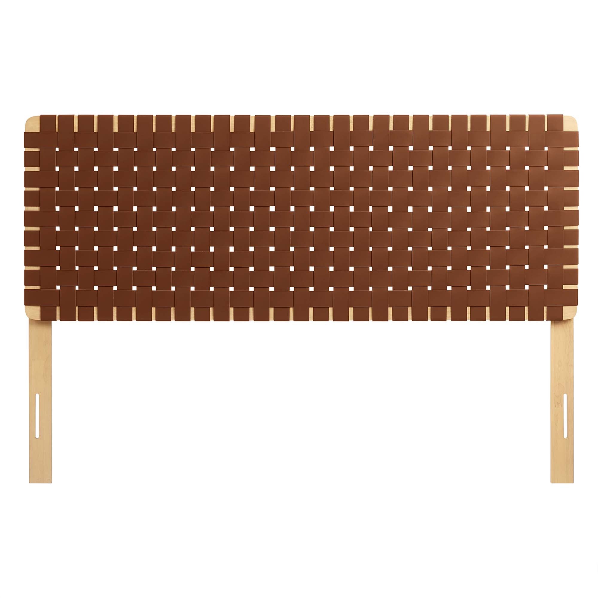 Sparta Weave Vegan Leather Queen Headboard, Natural Brown