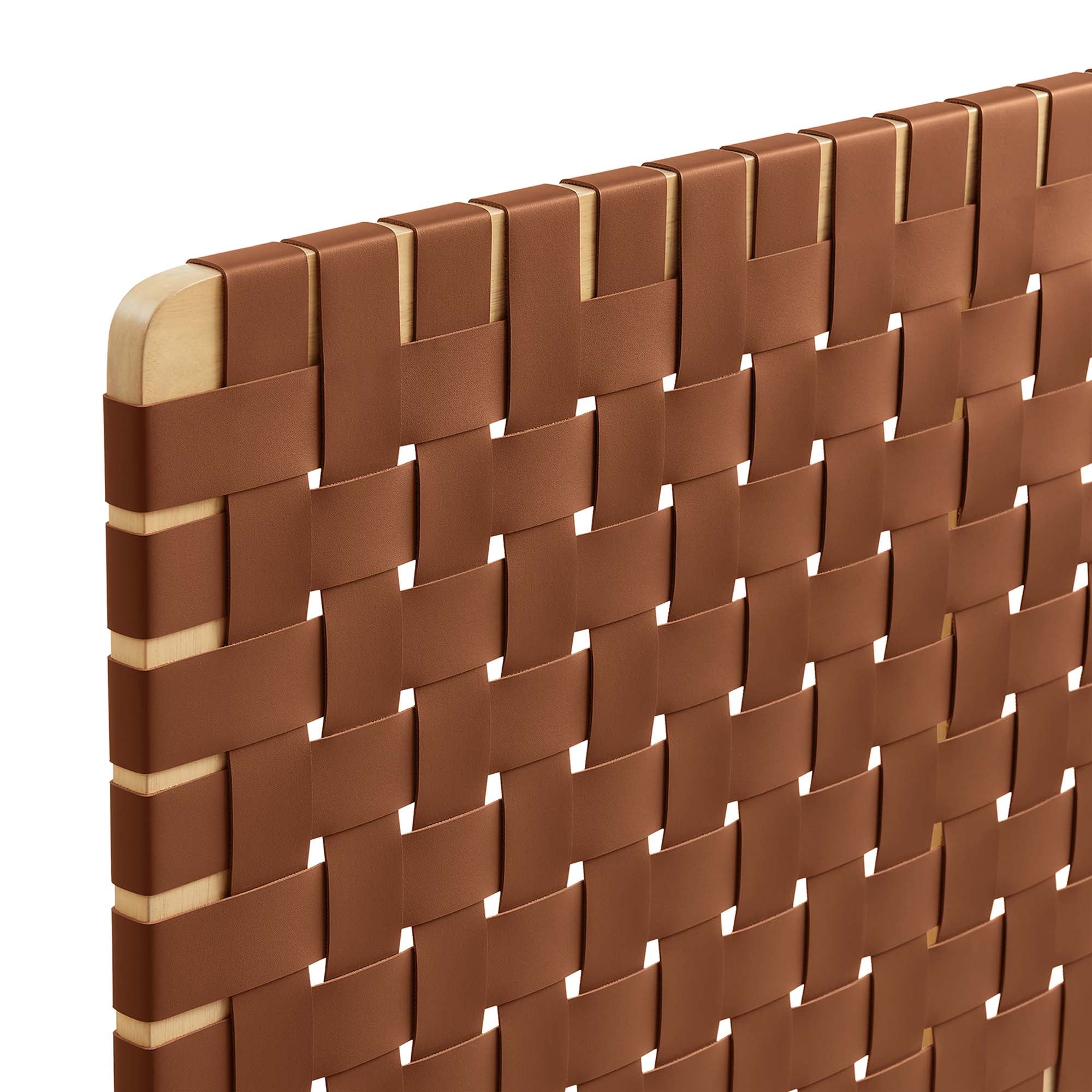 Sparta Weave Vegan Leather Queen Headboard, Natural Brown